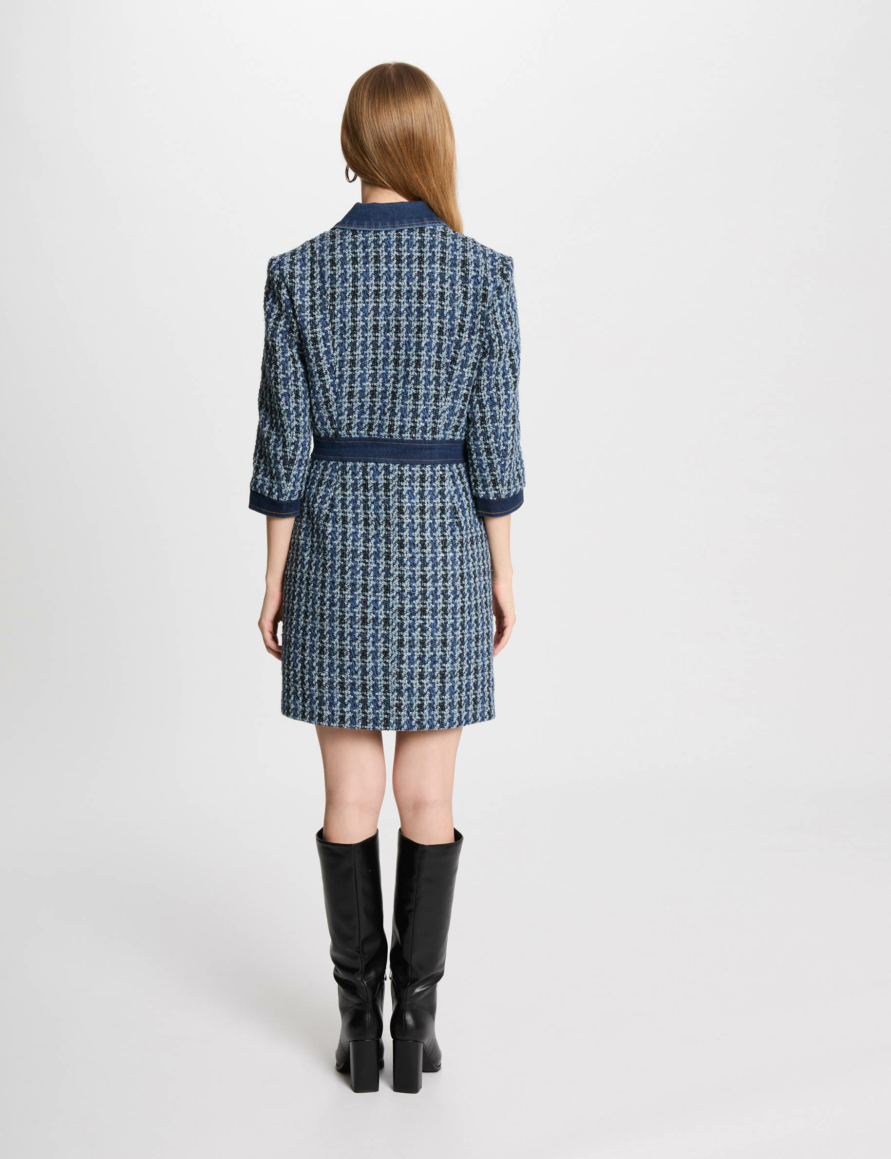 Mini straight tweed dress multicolor women