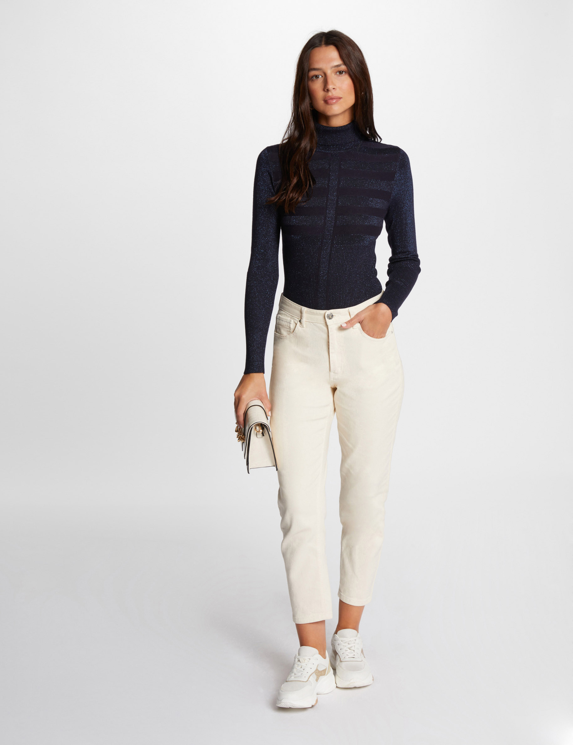 Long-sleeved jumper with turtleneck navy women