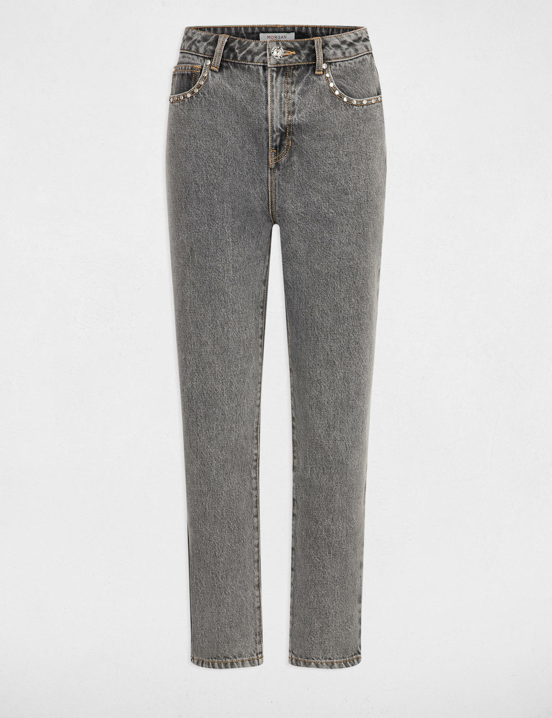 Cropped straight jeans anthracite grey women