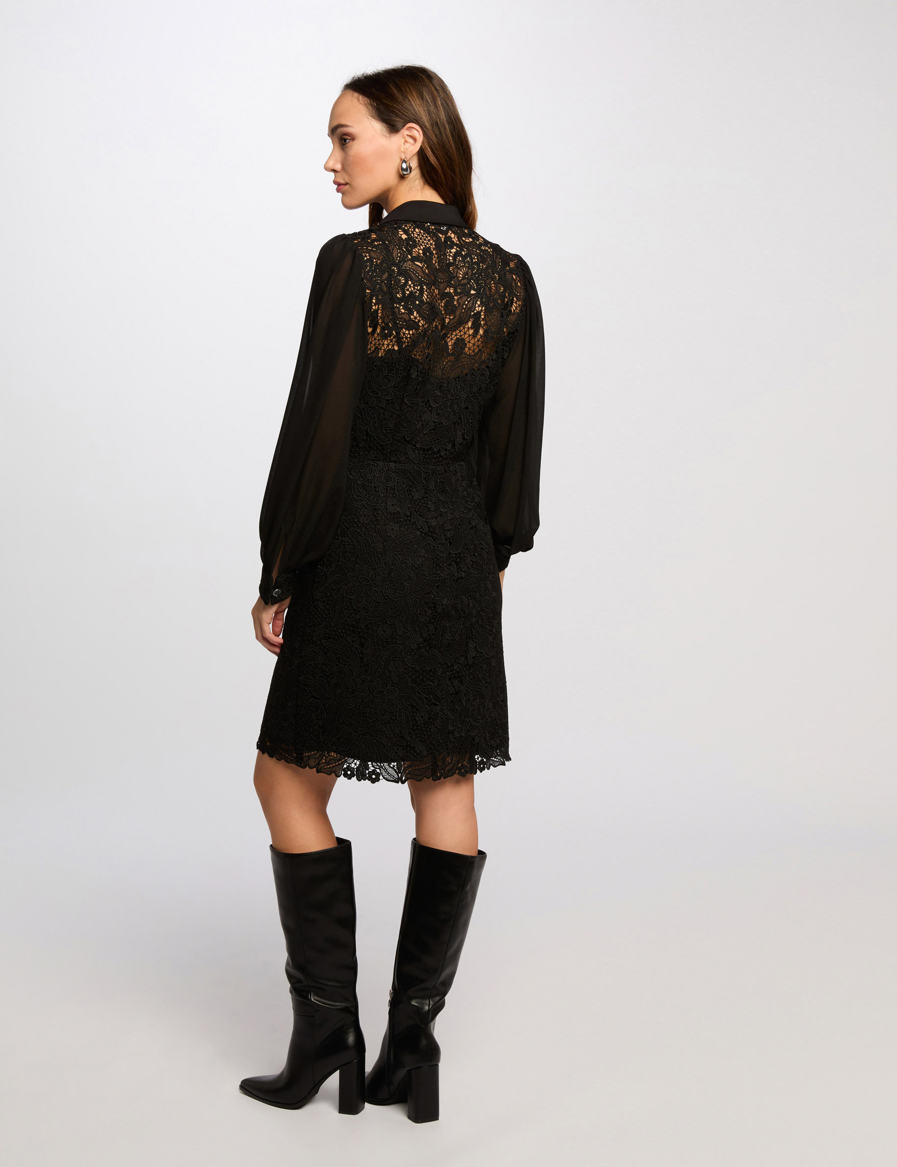 Straight mini lace dress black women