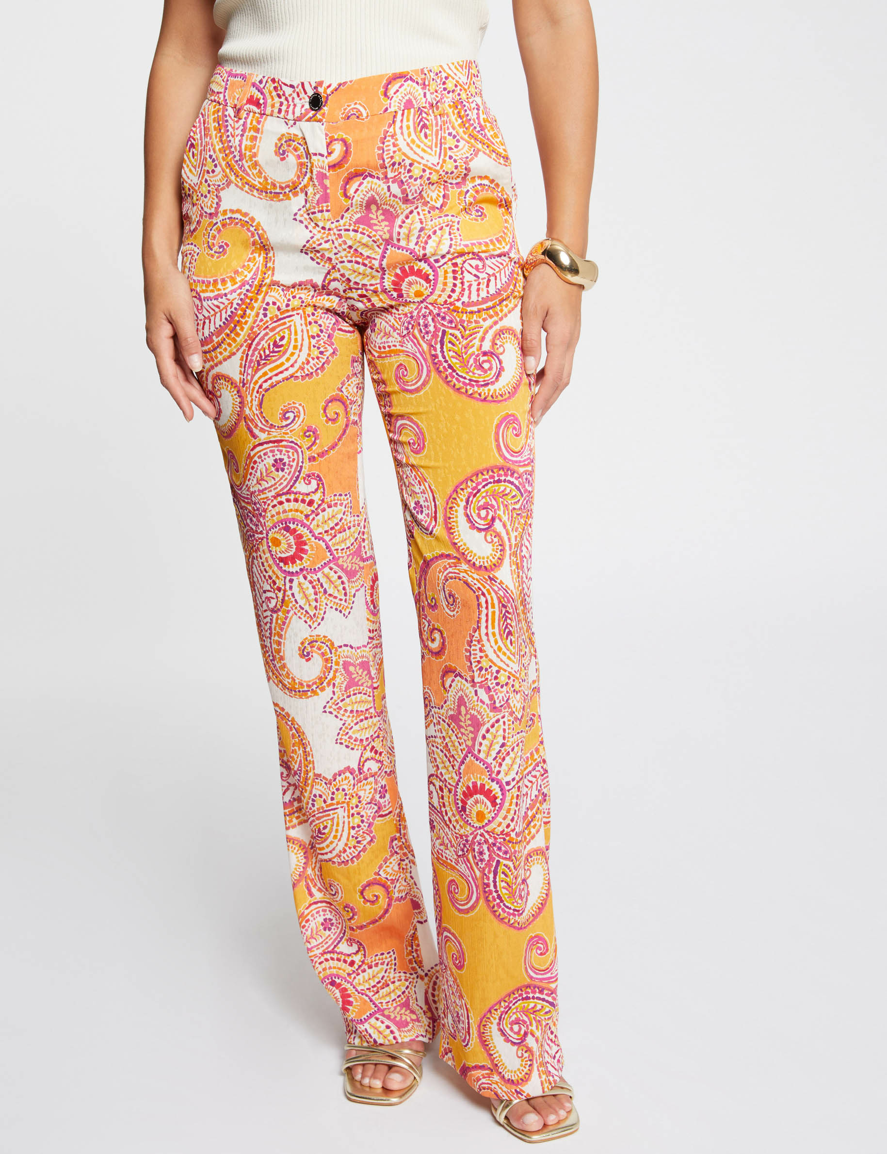 Printed bootcut trousers multicolored ladies'