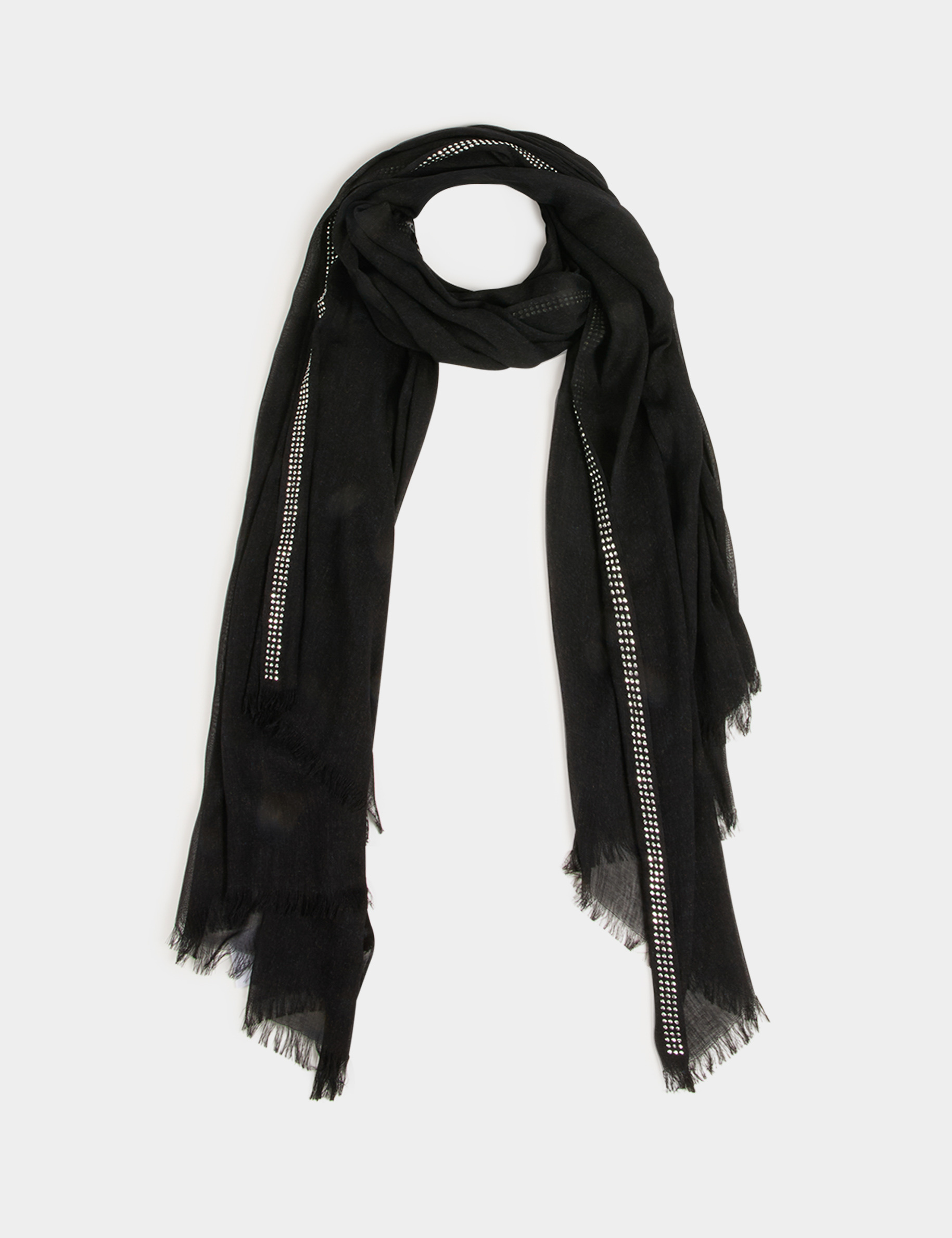 Scarf with rhinestones anthracite grey women