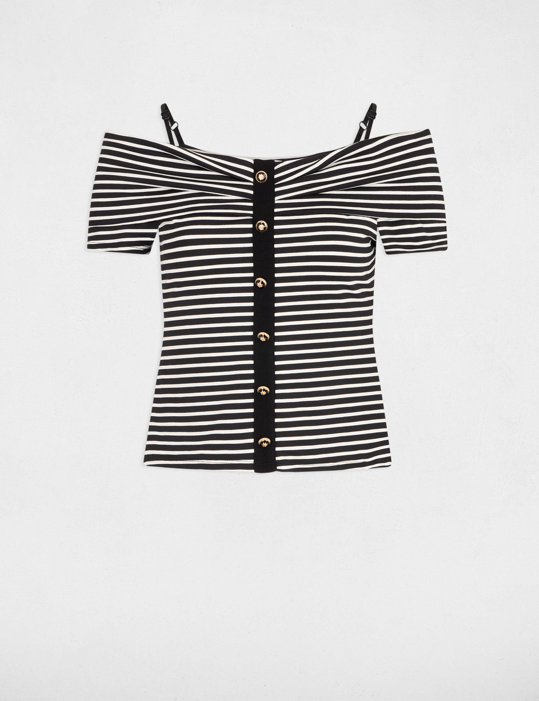 Striped short-sleeved t-shirt ecru ladies'