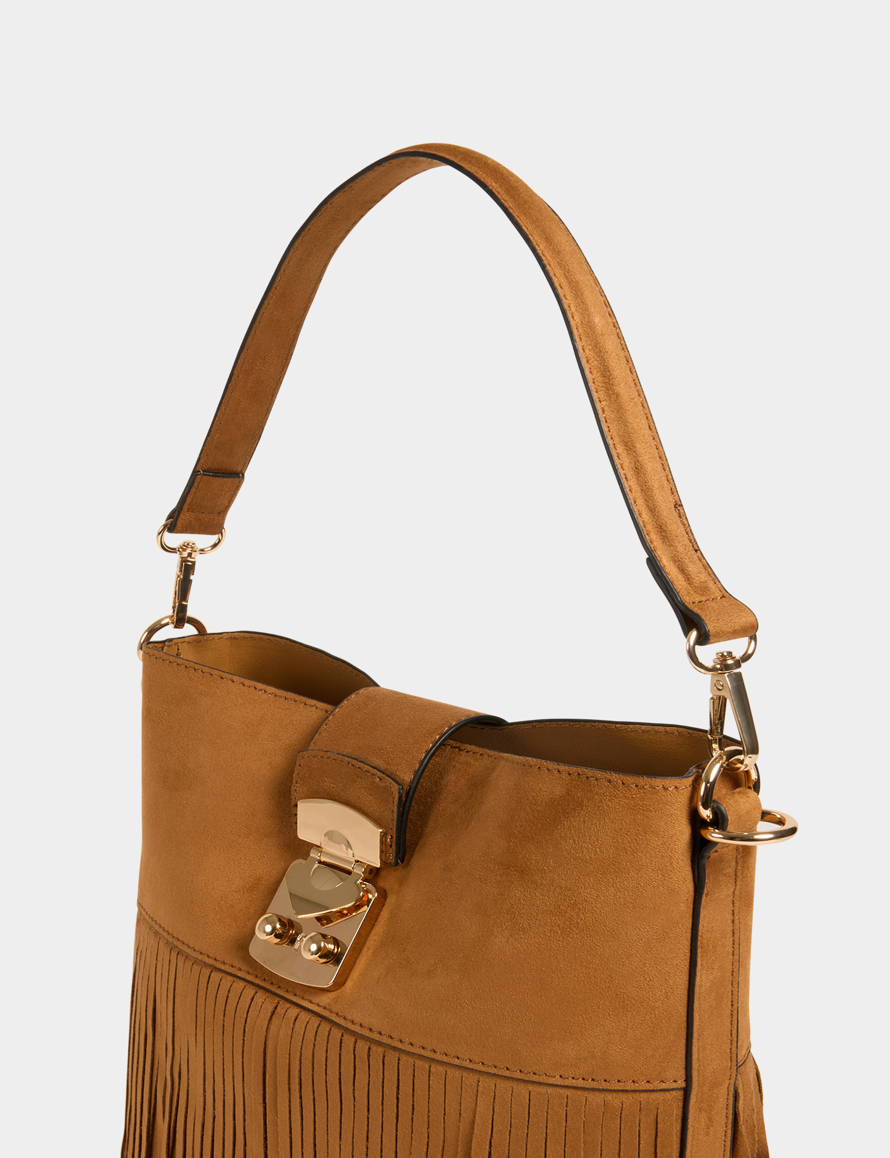 Sac avec franges camel femme