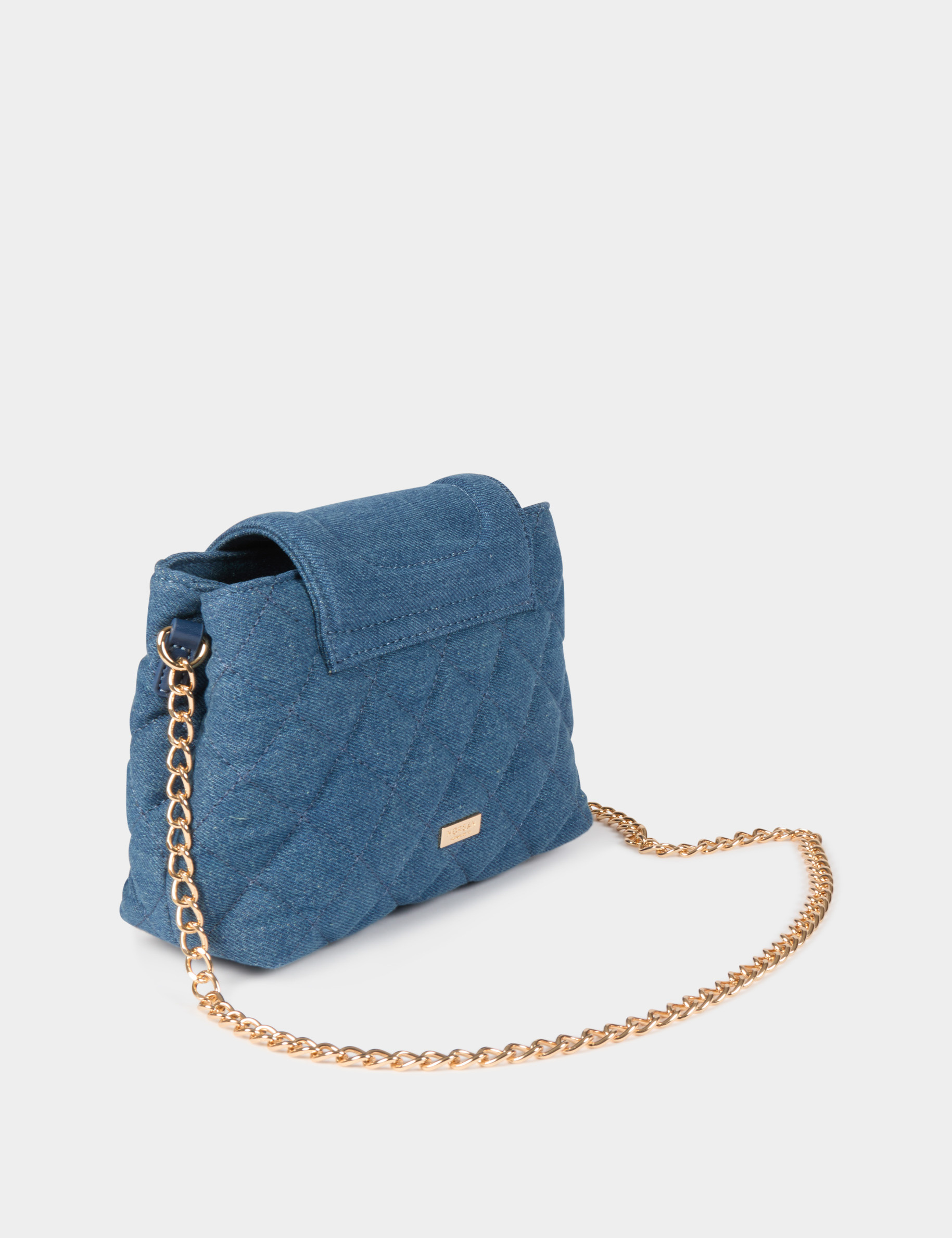 Quilted denim clutch bag stone wash denim women