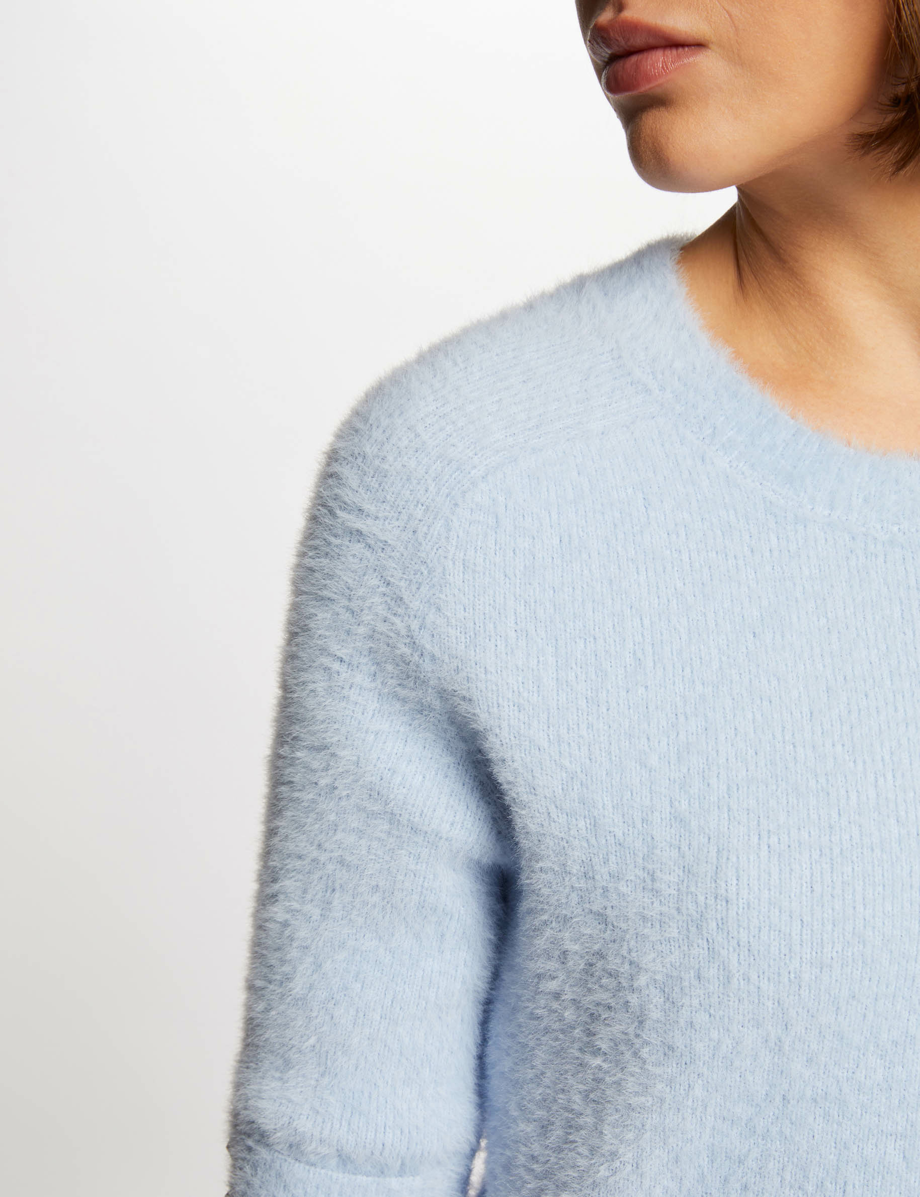 Pull manches courtes bleu clair femme