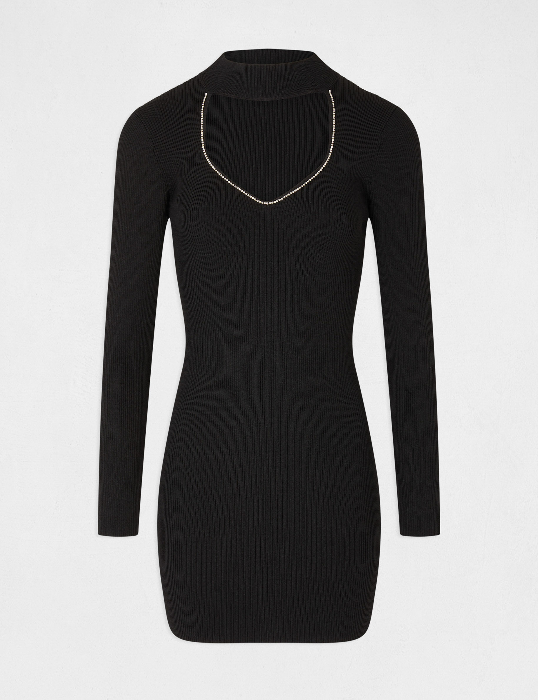 Fitted jumper dress with opening black ladies'