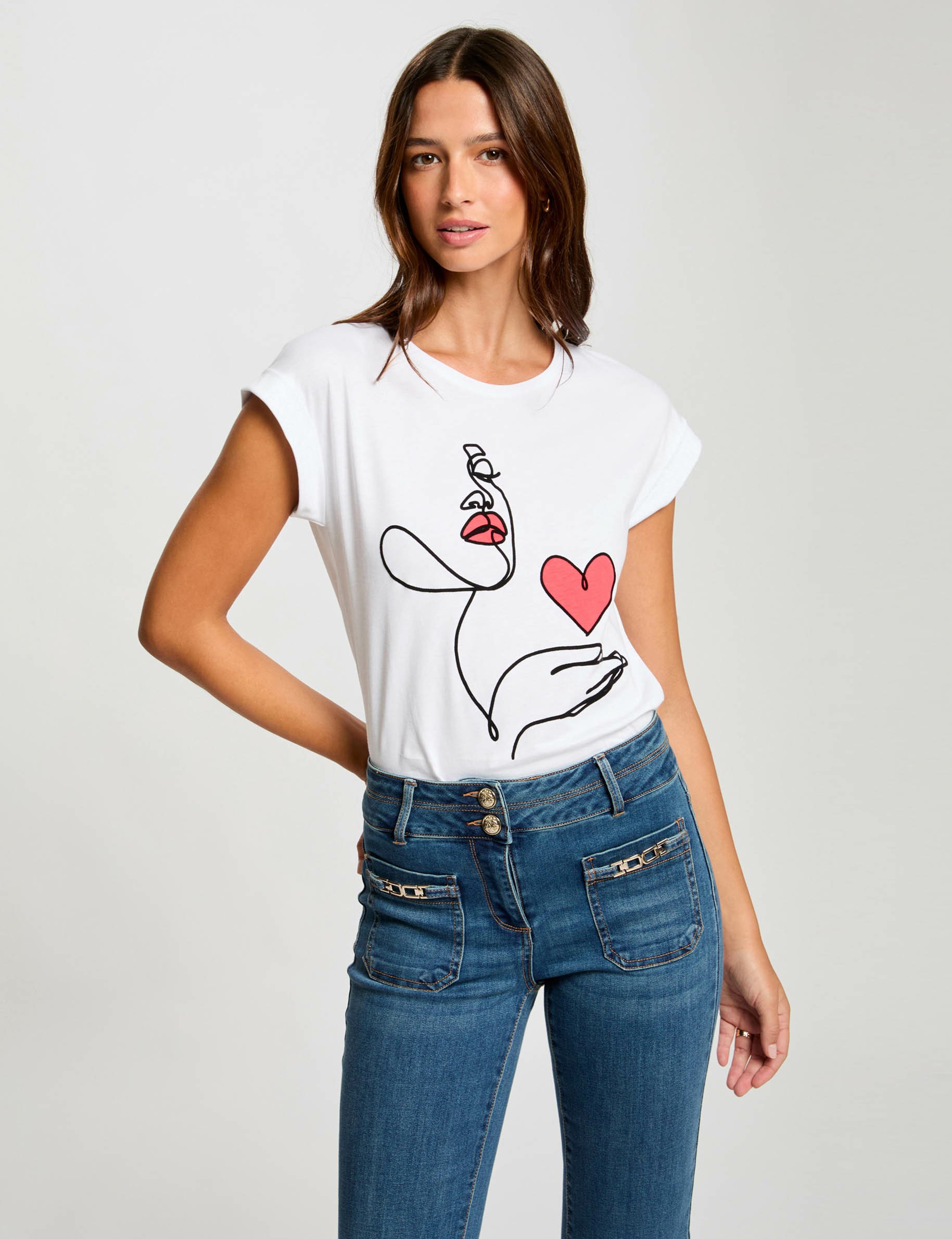 T-shirt with message ivory women