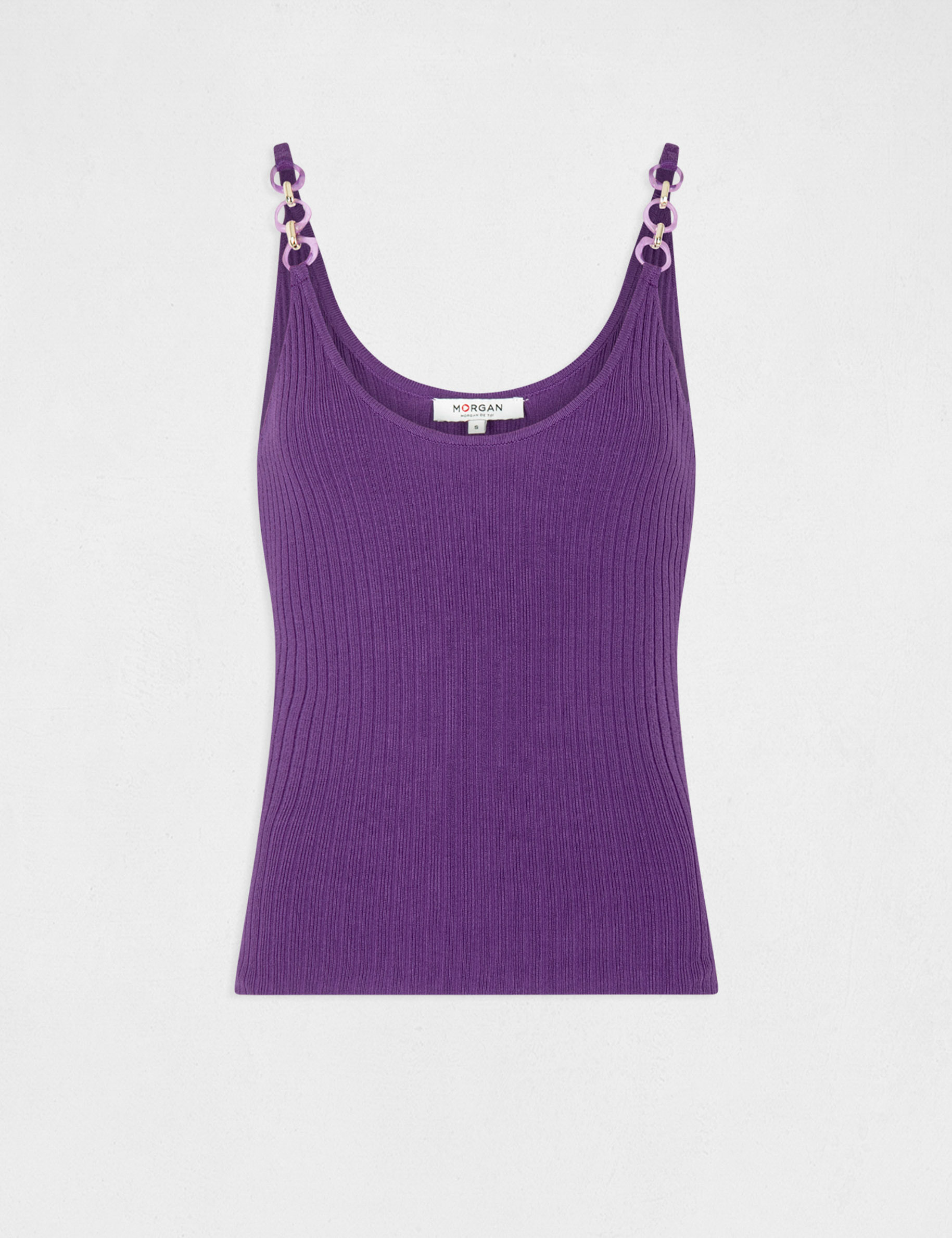 Jumper vest top with chain details dark purple ladies'