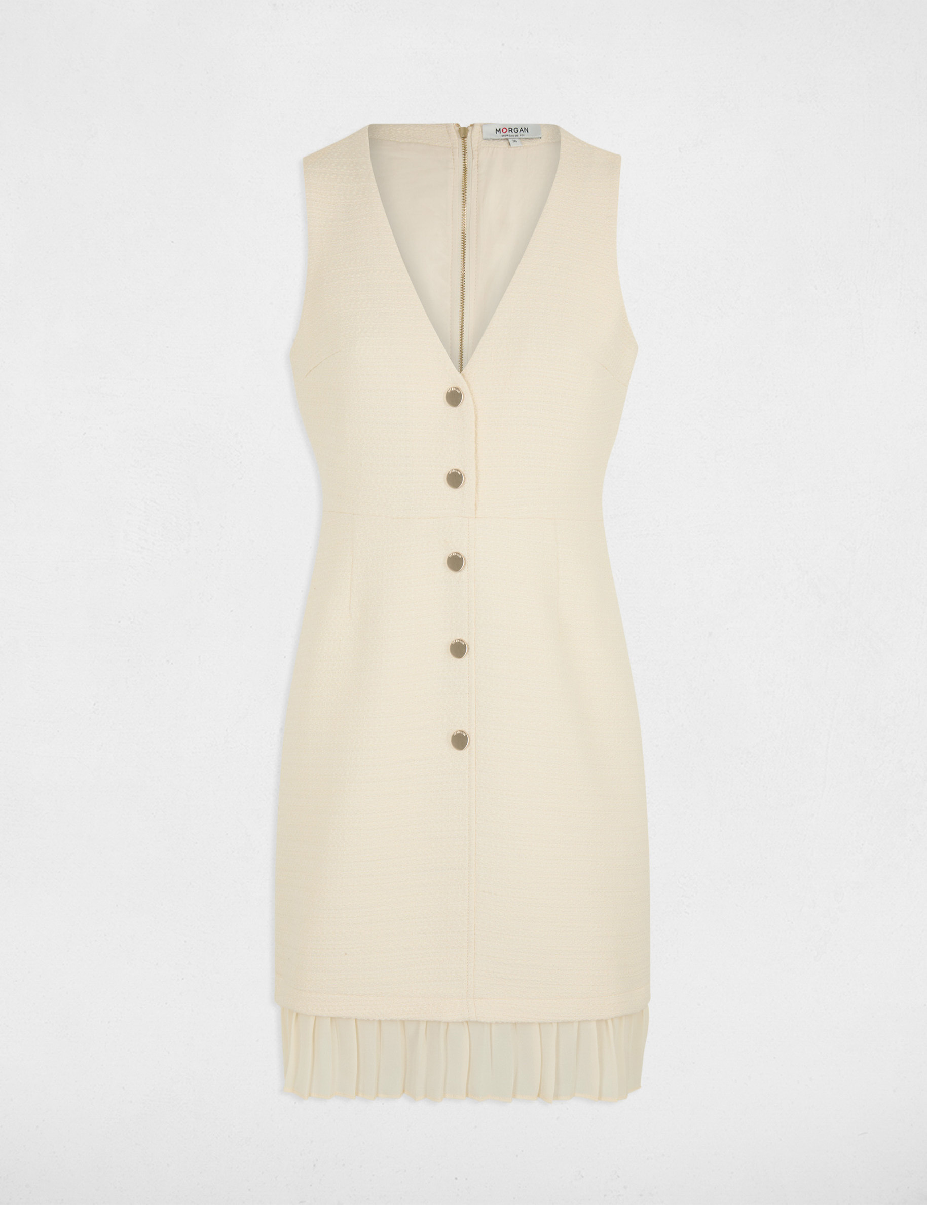 Waisted mini tweed dress ivory women