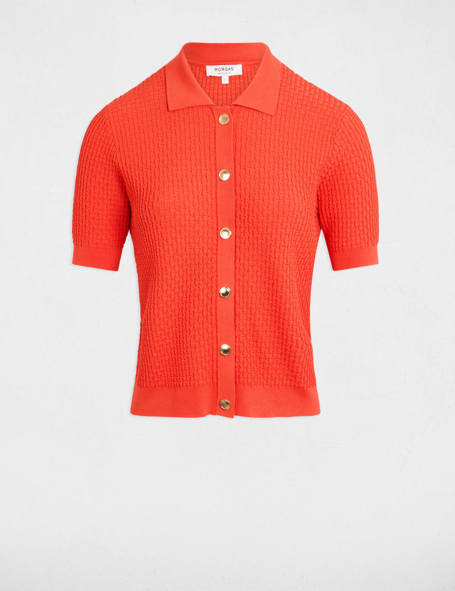 Cardigan short sleeves dark orange women