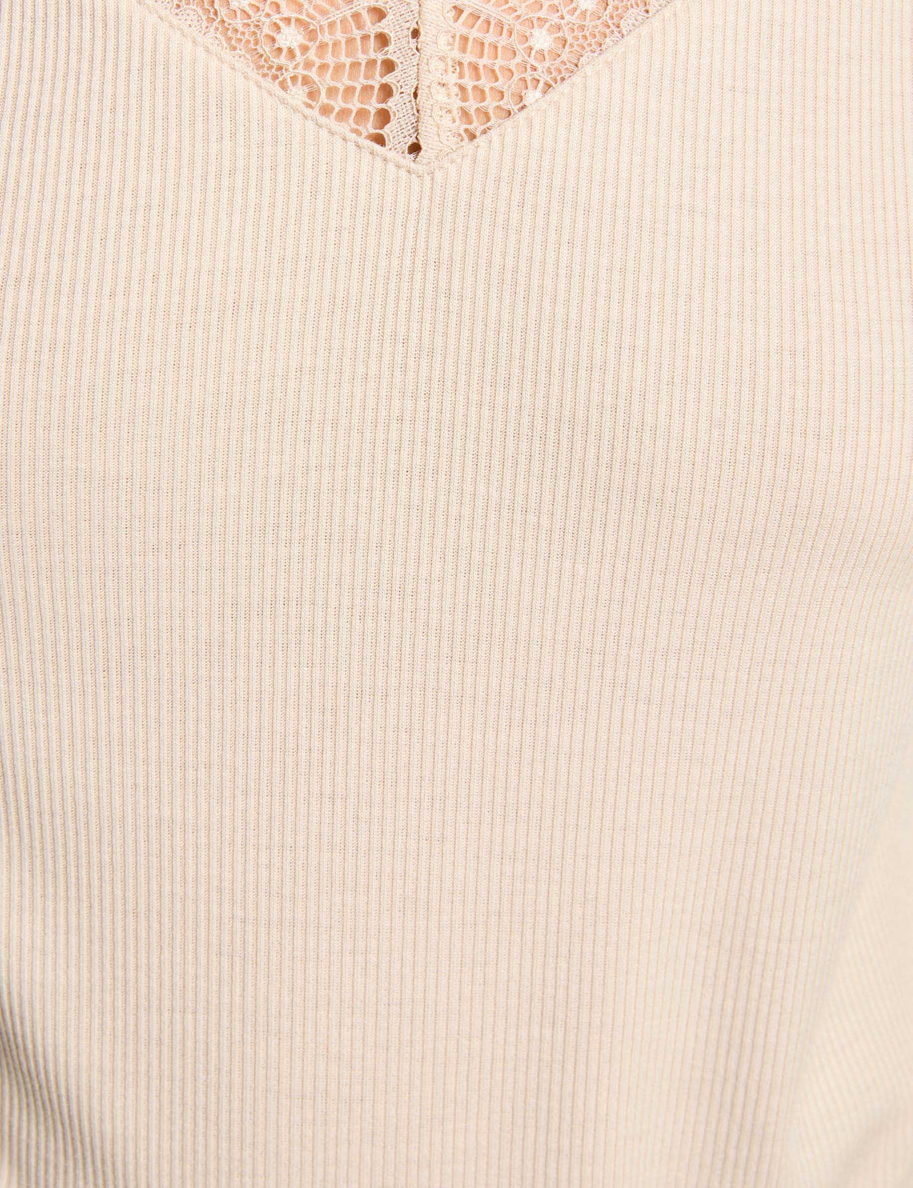 short sleeved t shirt beige women null