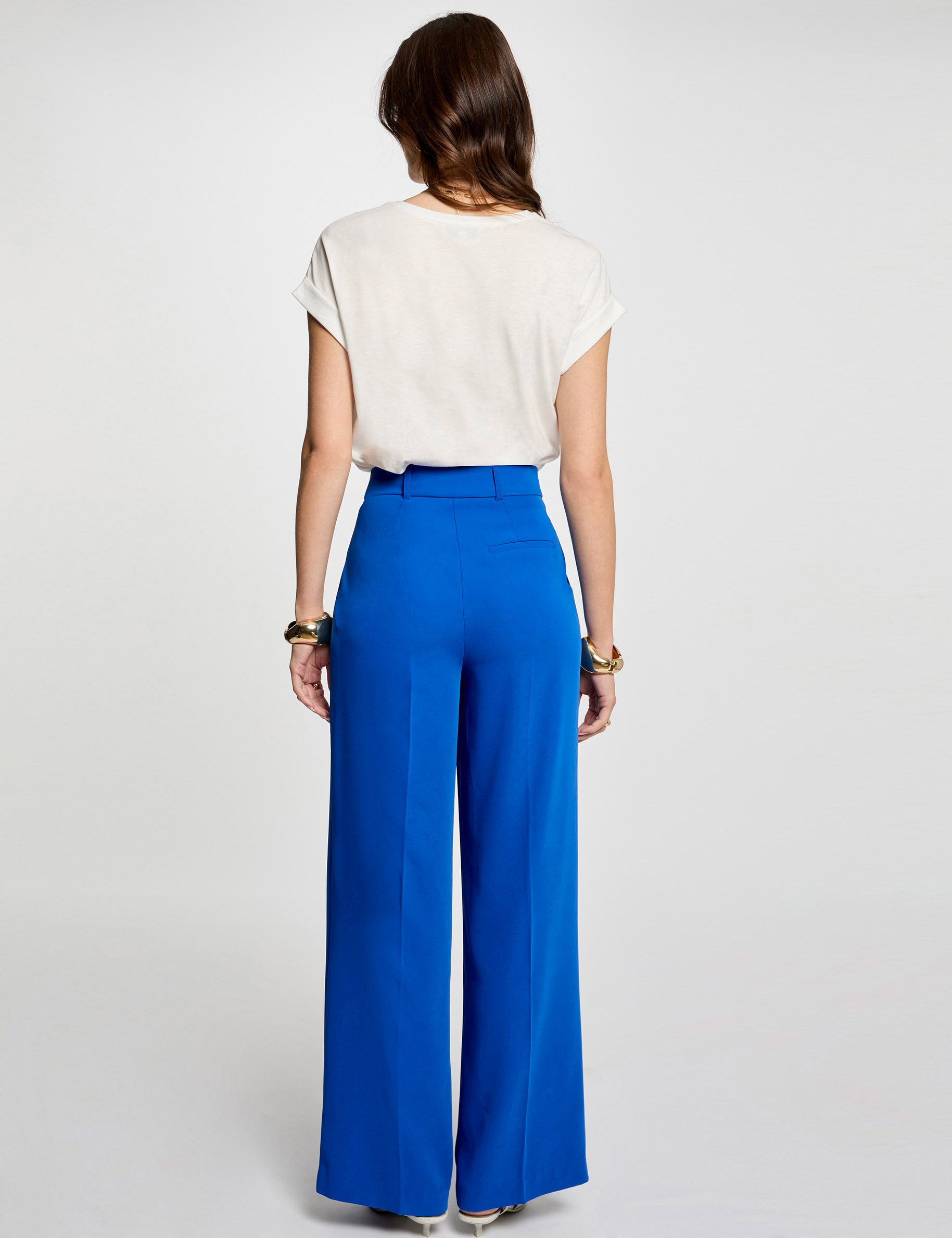 Loose flare trousers electric blue women