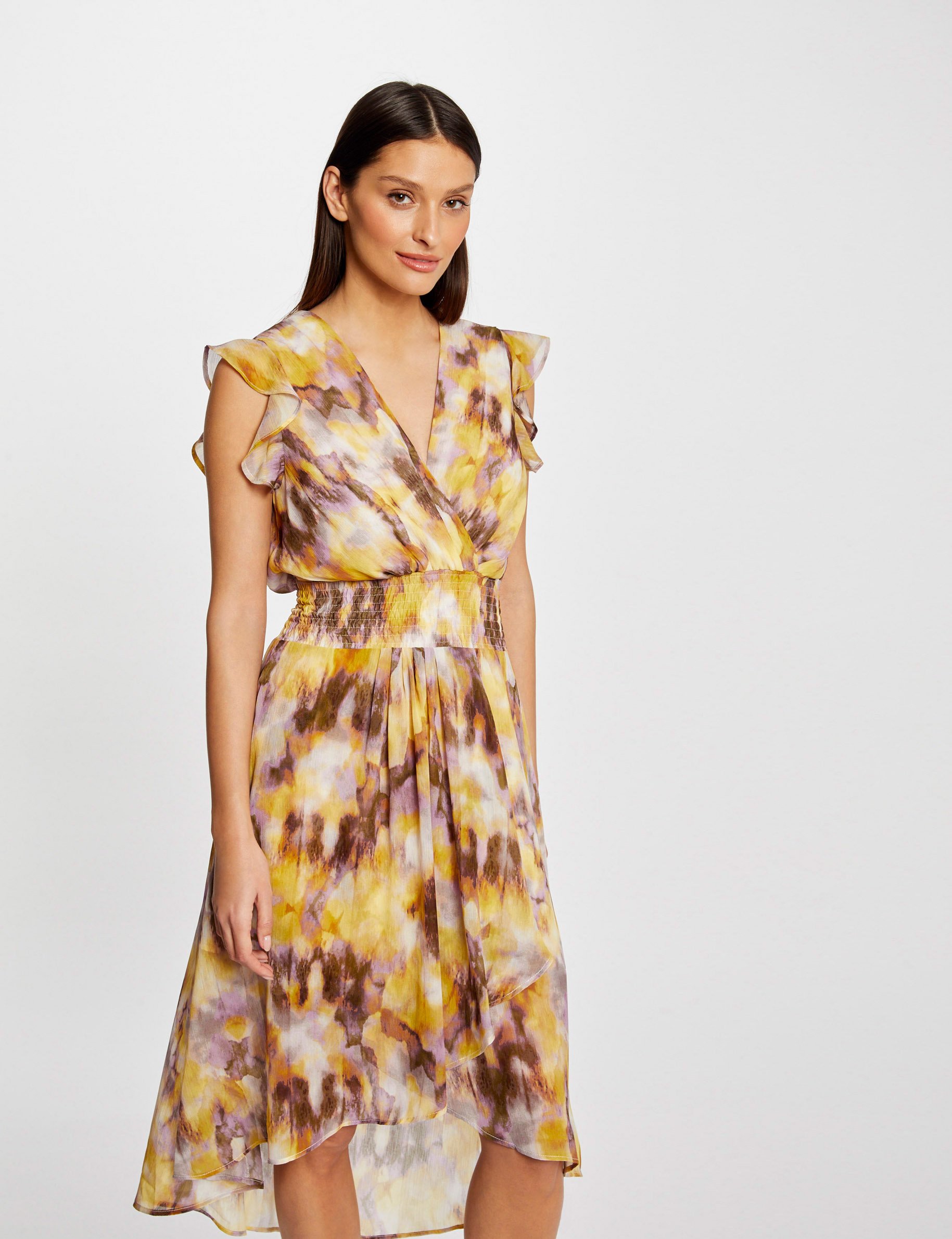 Midi waisted dress abstract print multico ladies