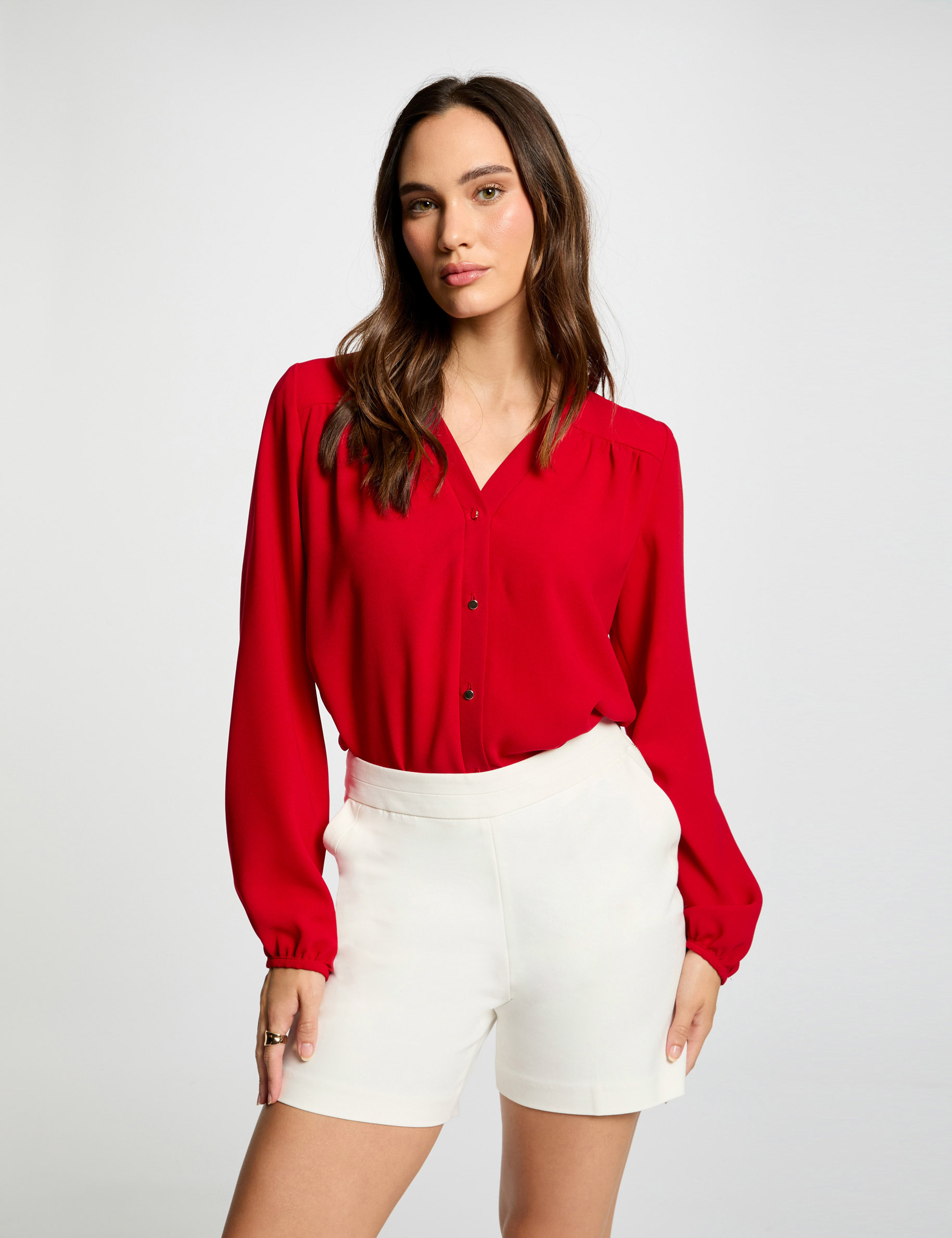 Long-sleeved shirt red women