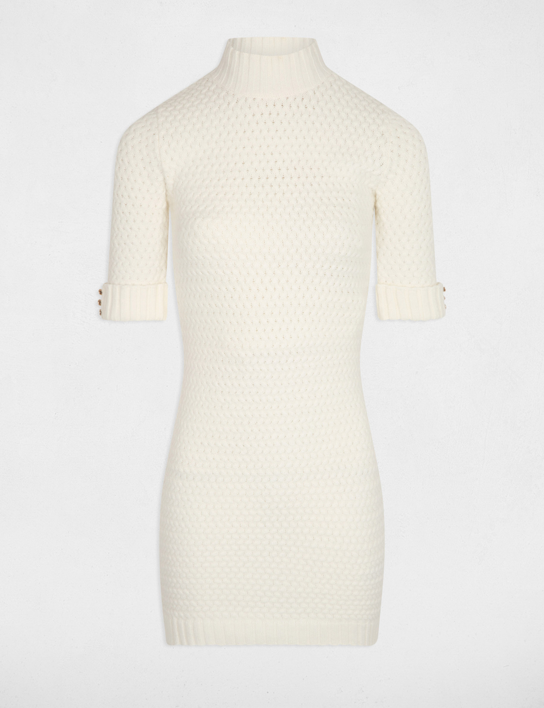 Fitted mini knitted dress ecru women