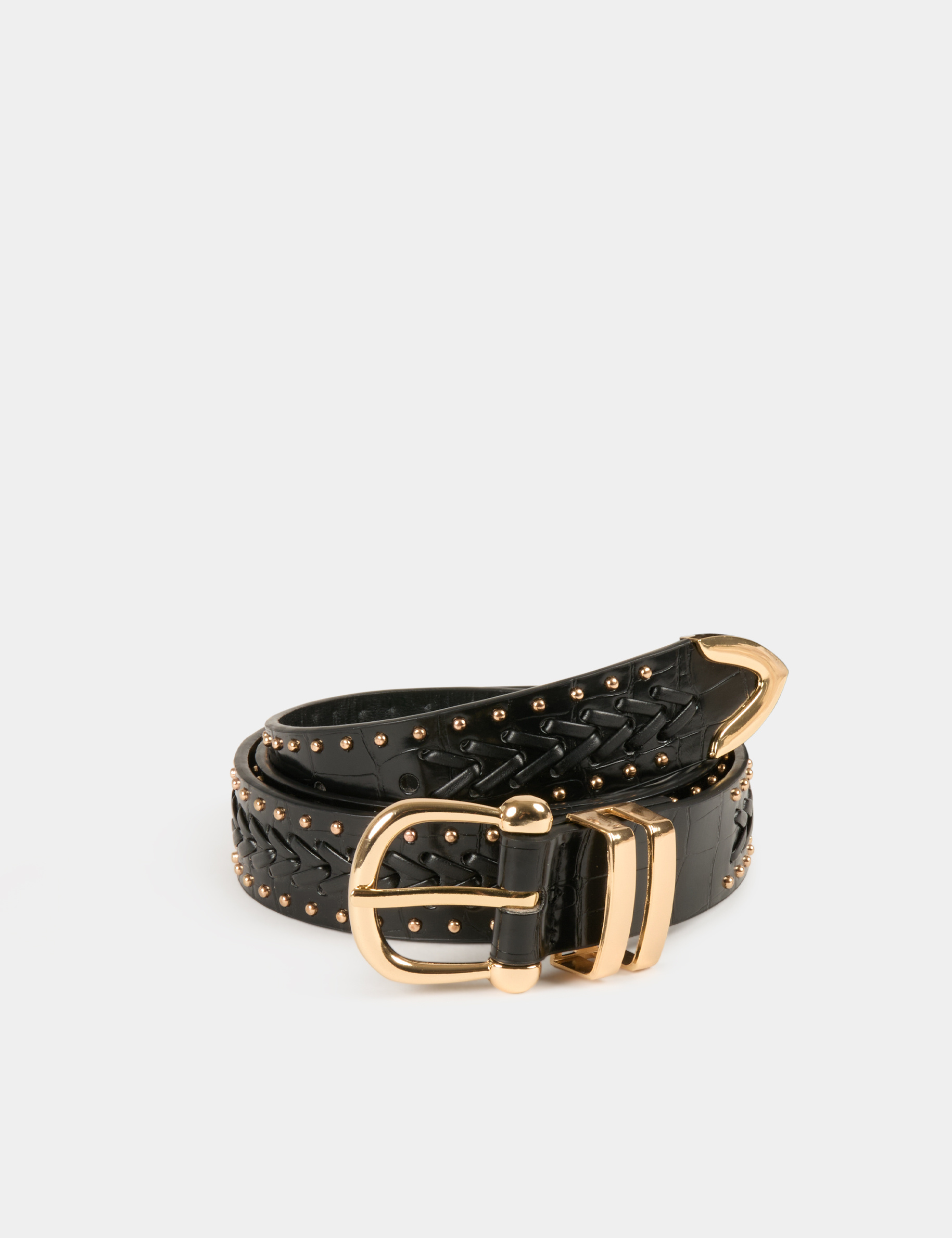 Belt croc effect and studs black women