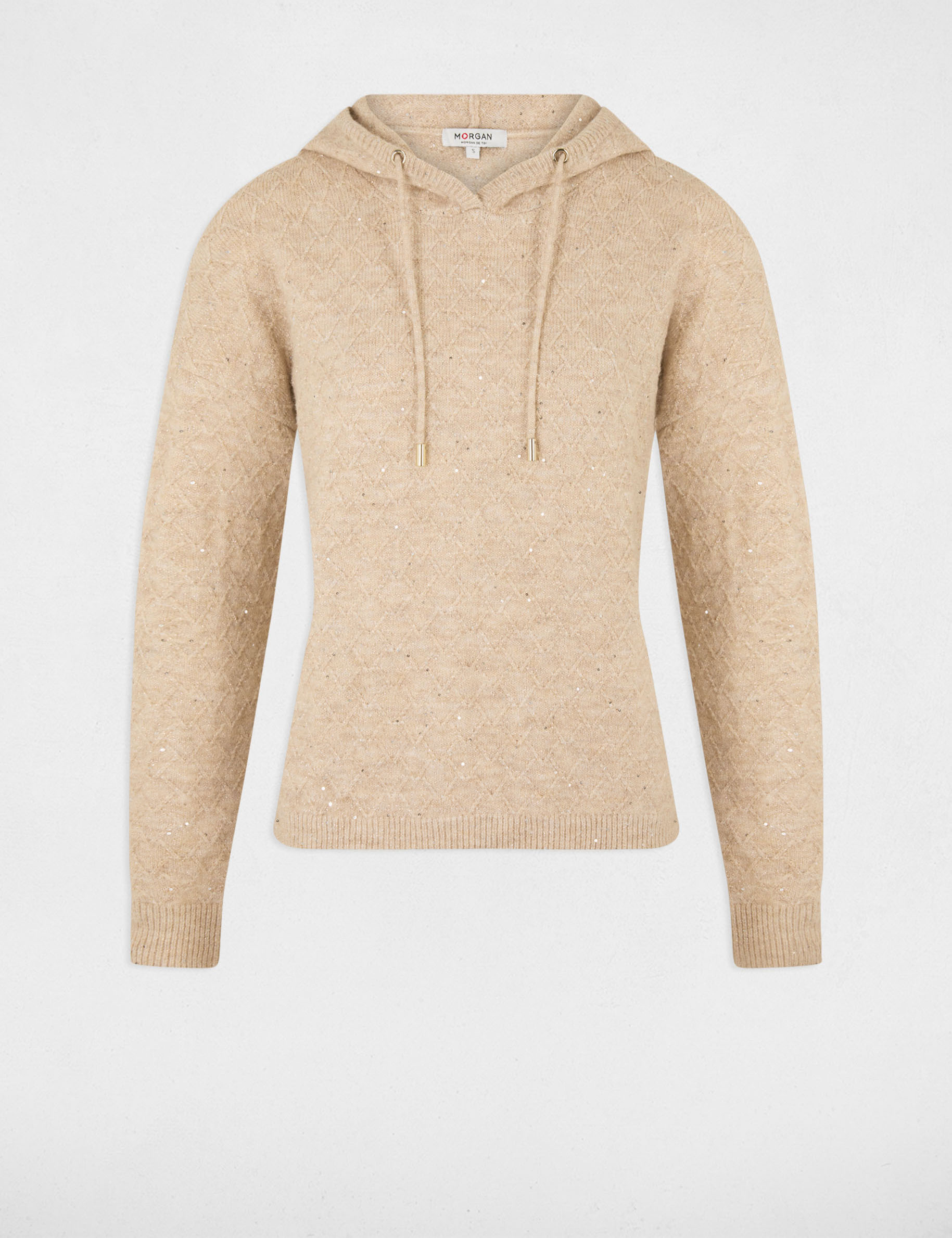 Jumper neck with hood beige women