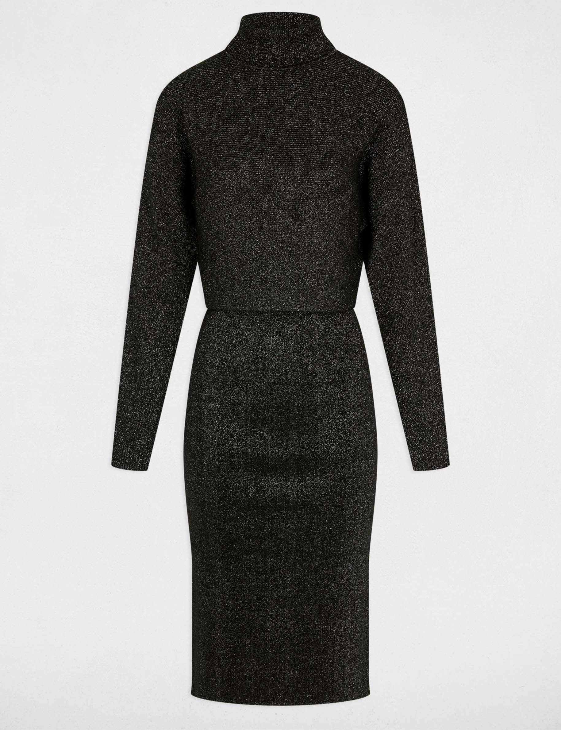 Fitted 2 in 1 knitted dress anthracite grey women