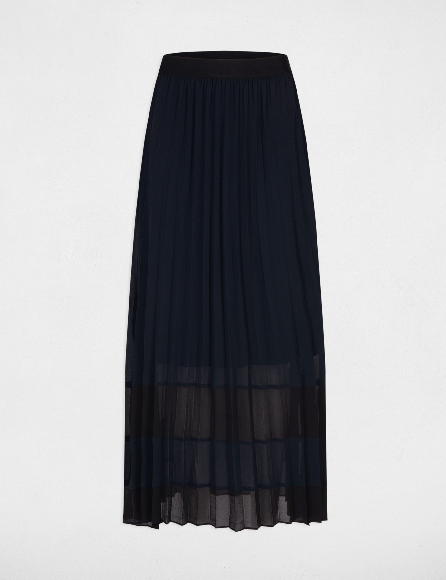 Maxi pleated A-line skirt navy women