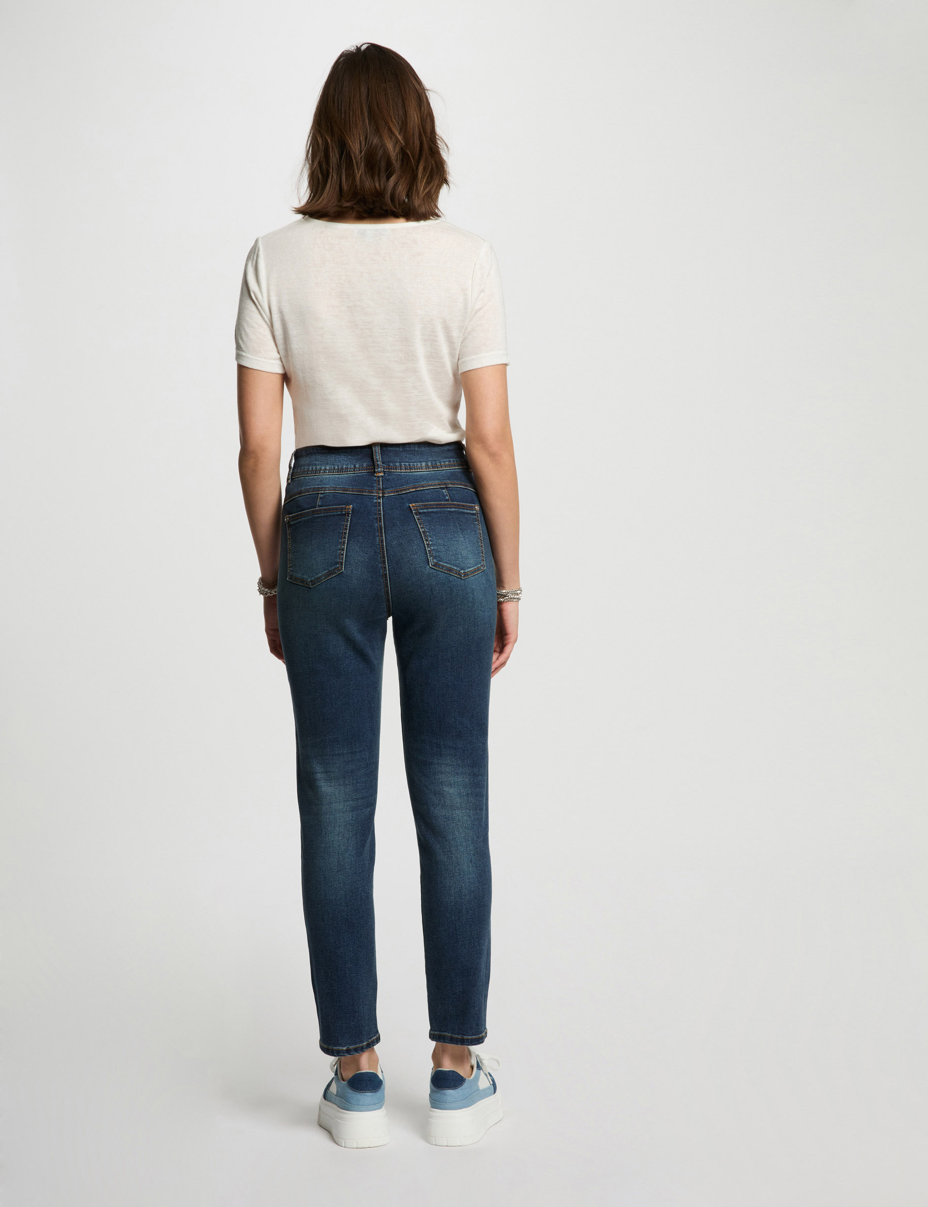 slim cropped jeans stone wash denim women Slim cropped jeans stone wash denim women