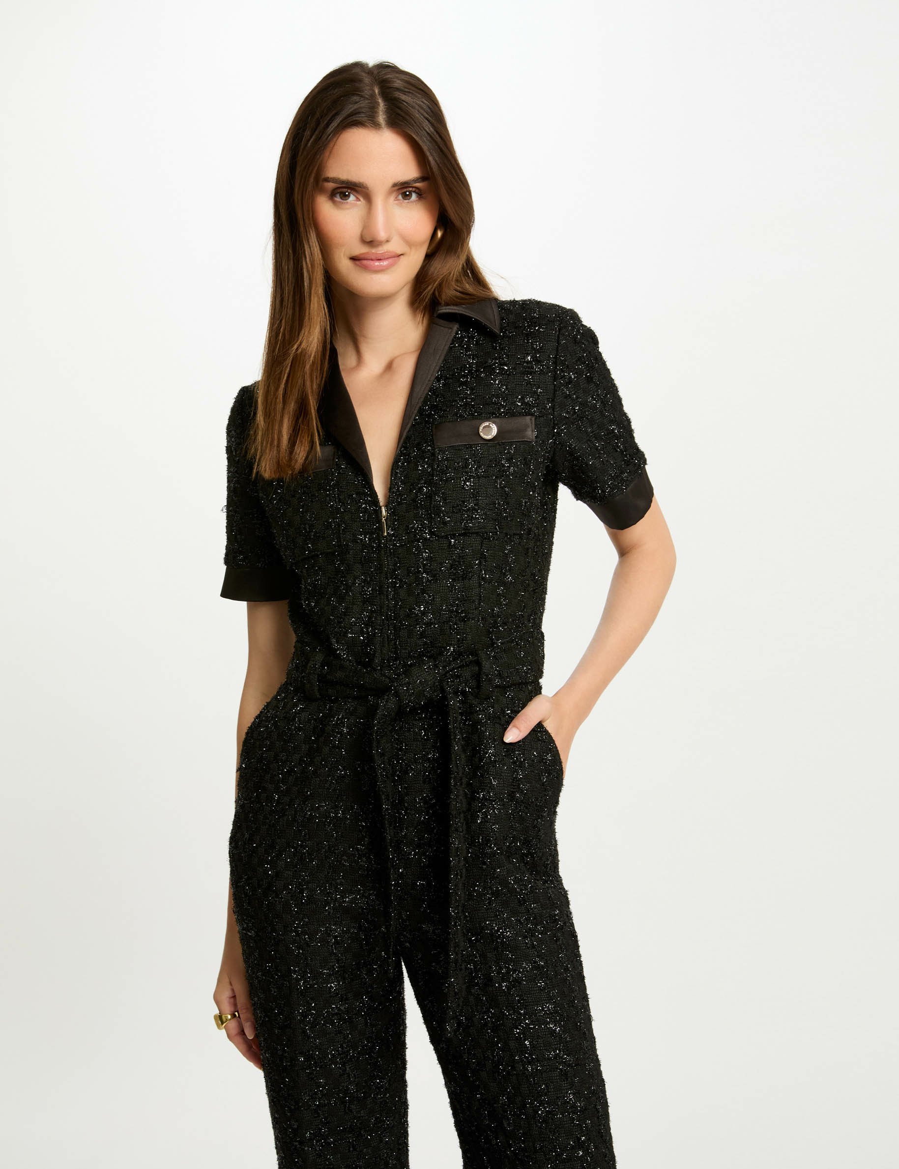 Tweed jumpsuit black women