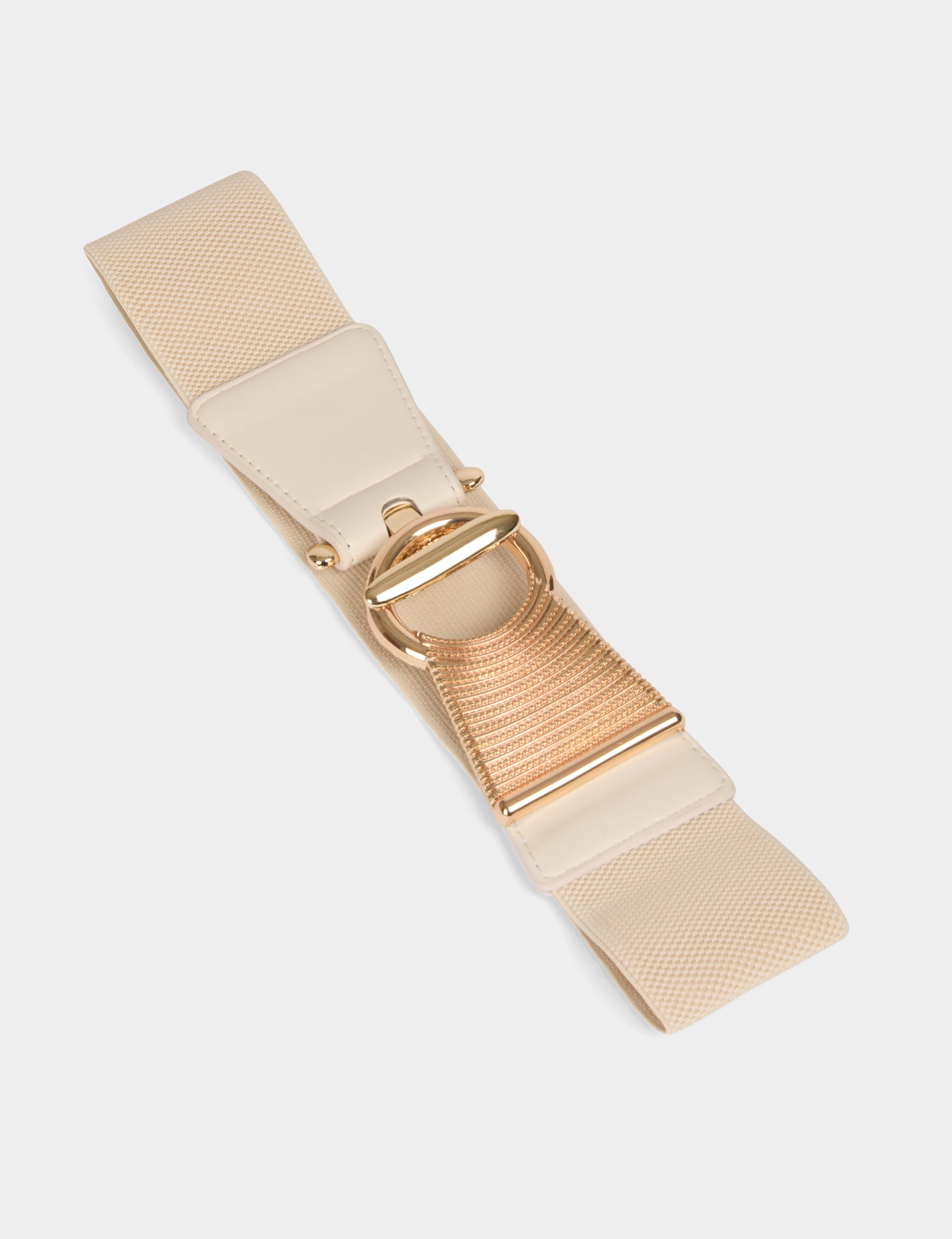 Elasticised belt with buckle ivory women