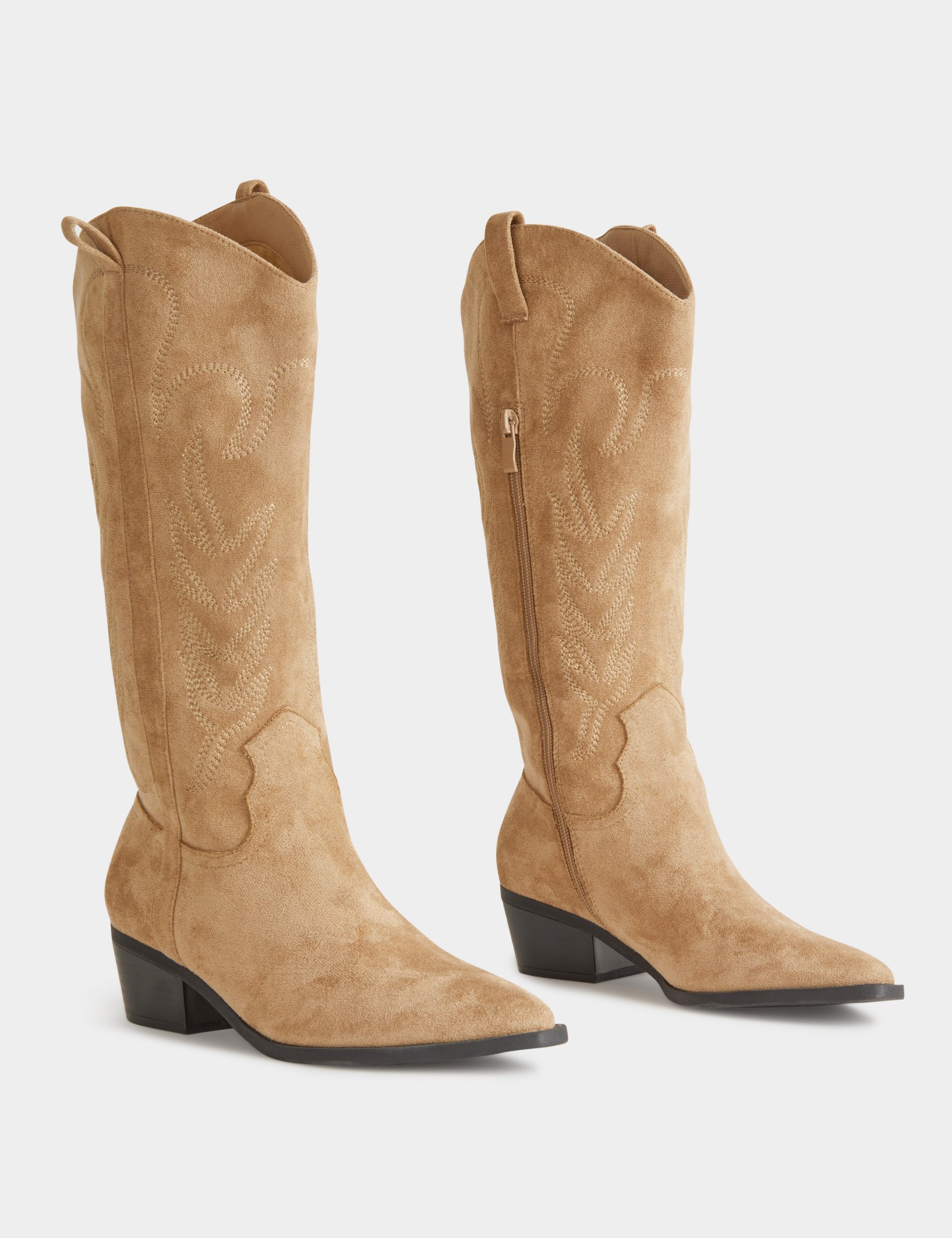 Western style boots with heels sand women