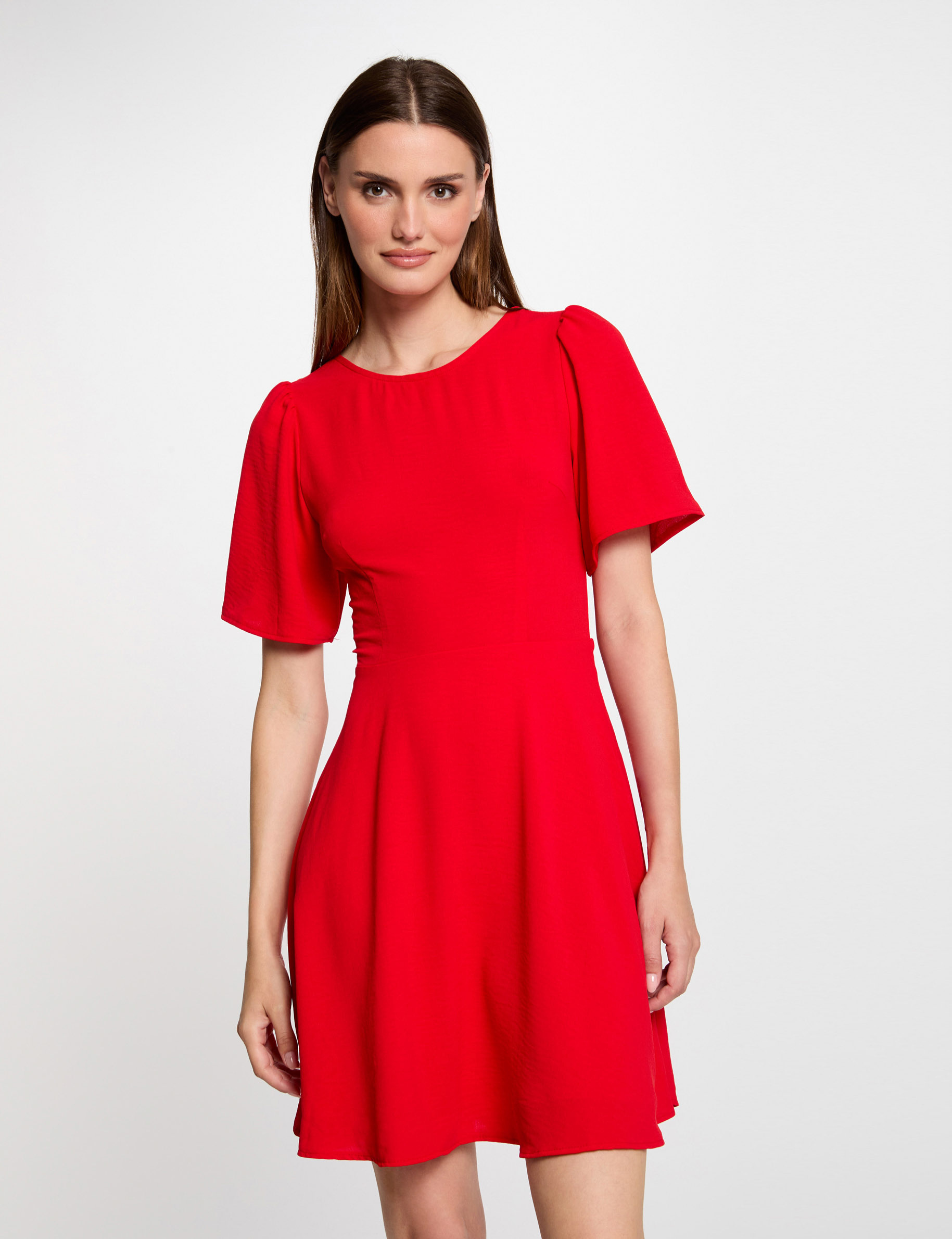 Robe courte patineuse noeud rouge femme