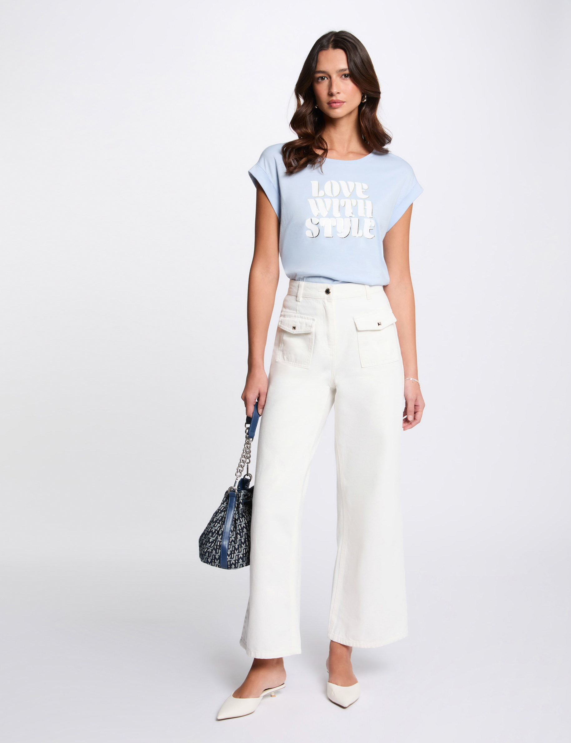 T-shirt with message sky blue women