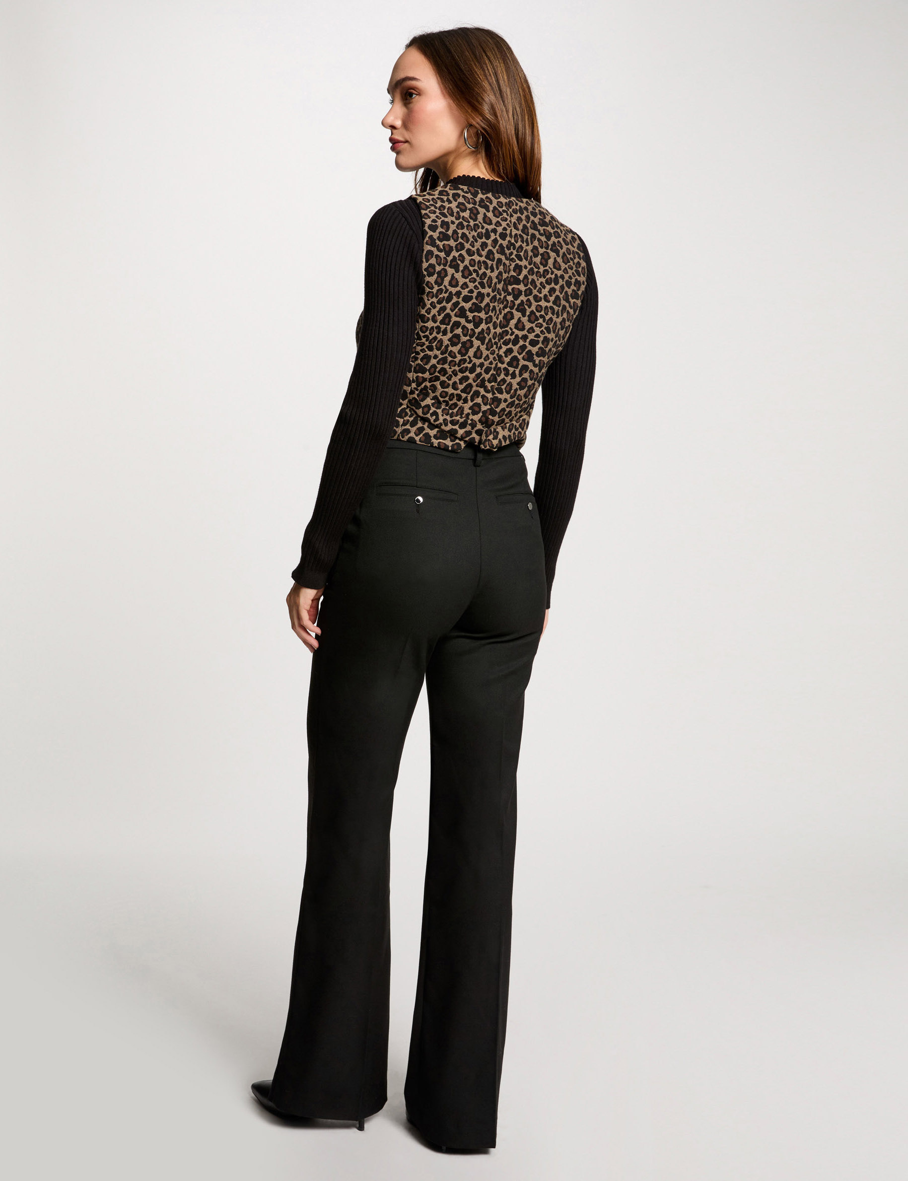 Wide leg trousers with darts black women