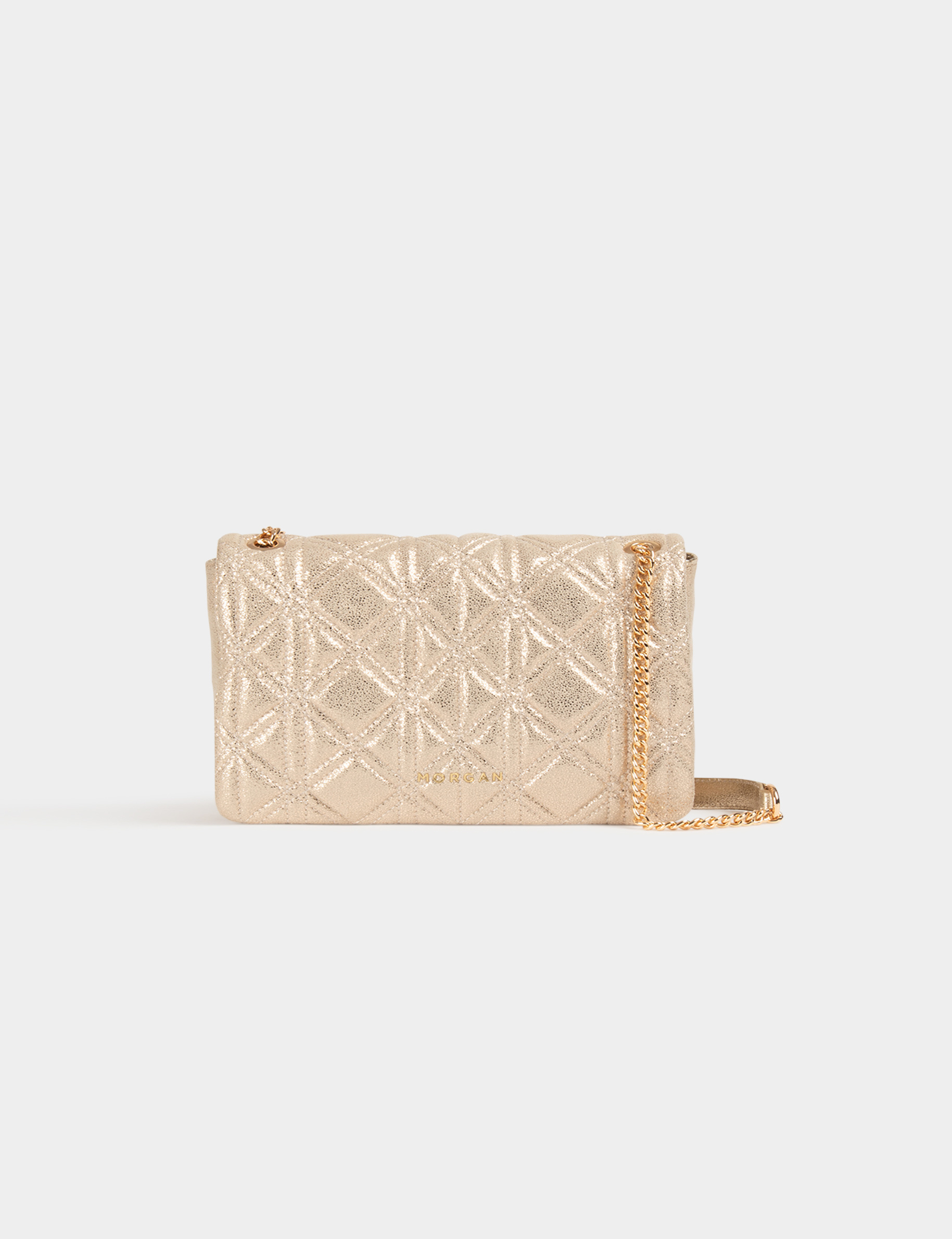 Metallised quilted bag gold ladies'