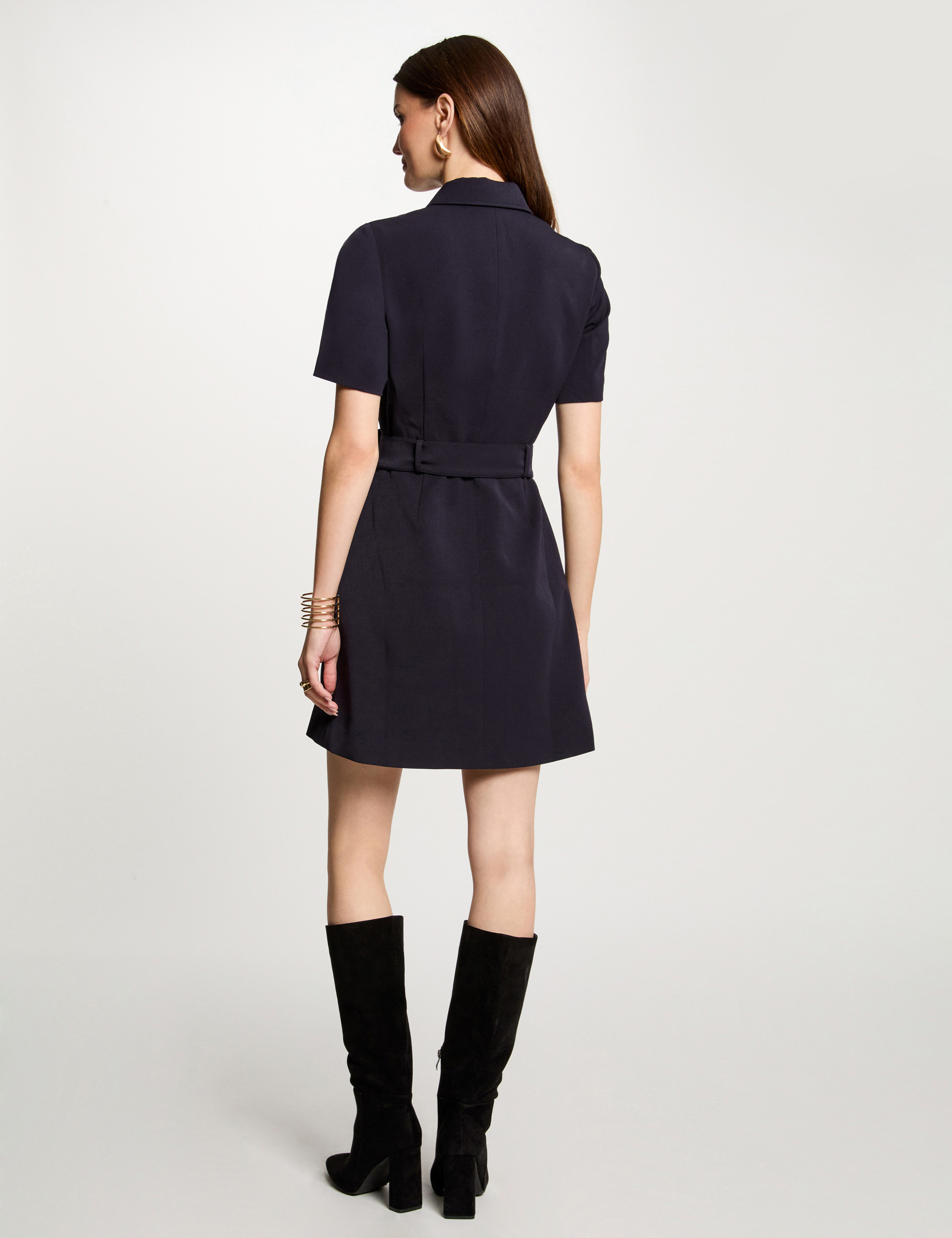 Zipped fitted mini dress navy blue women