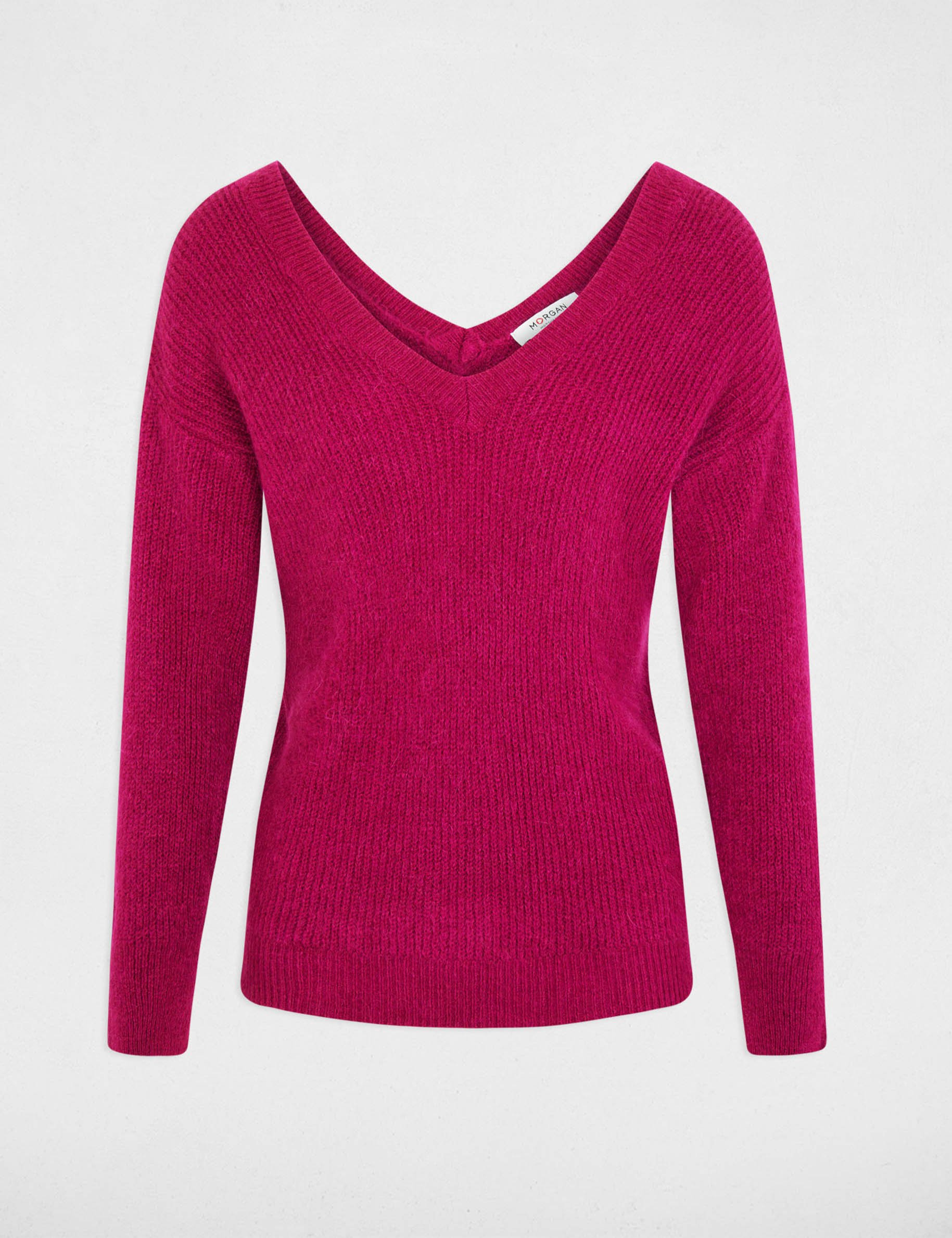 Jumper with V-neck dark pink women