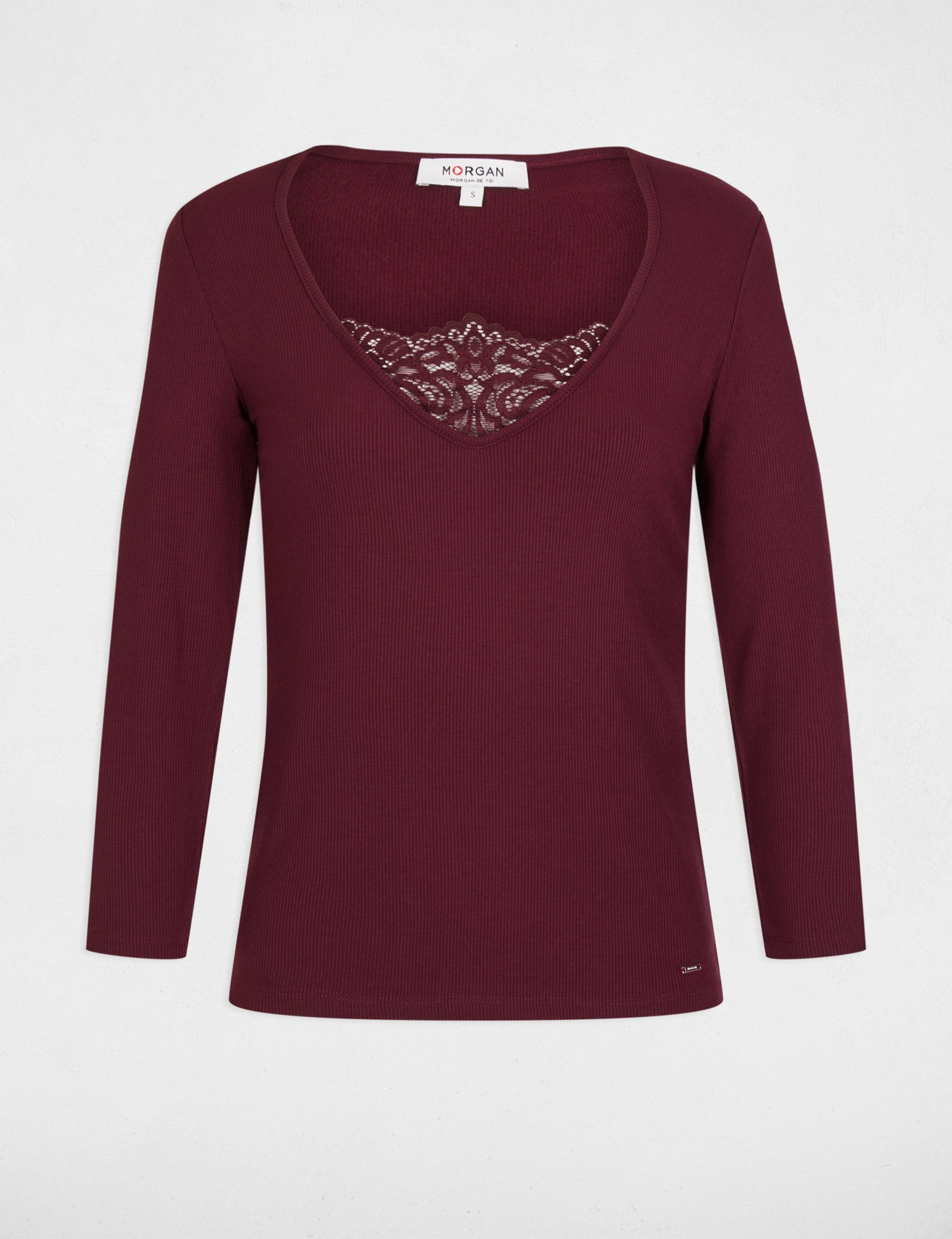 3/4-length sleeved t-shirt plum women