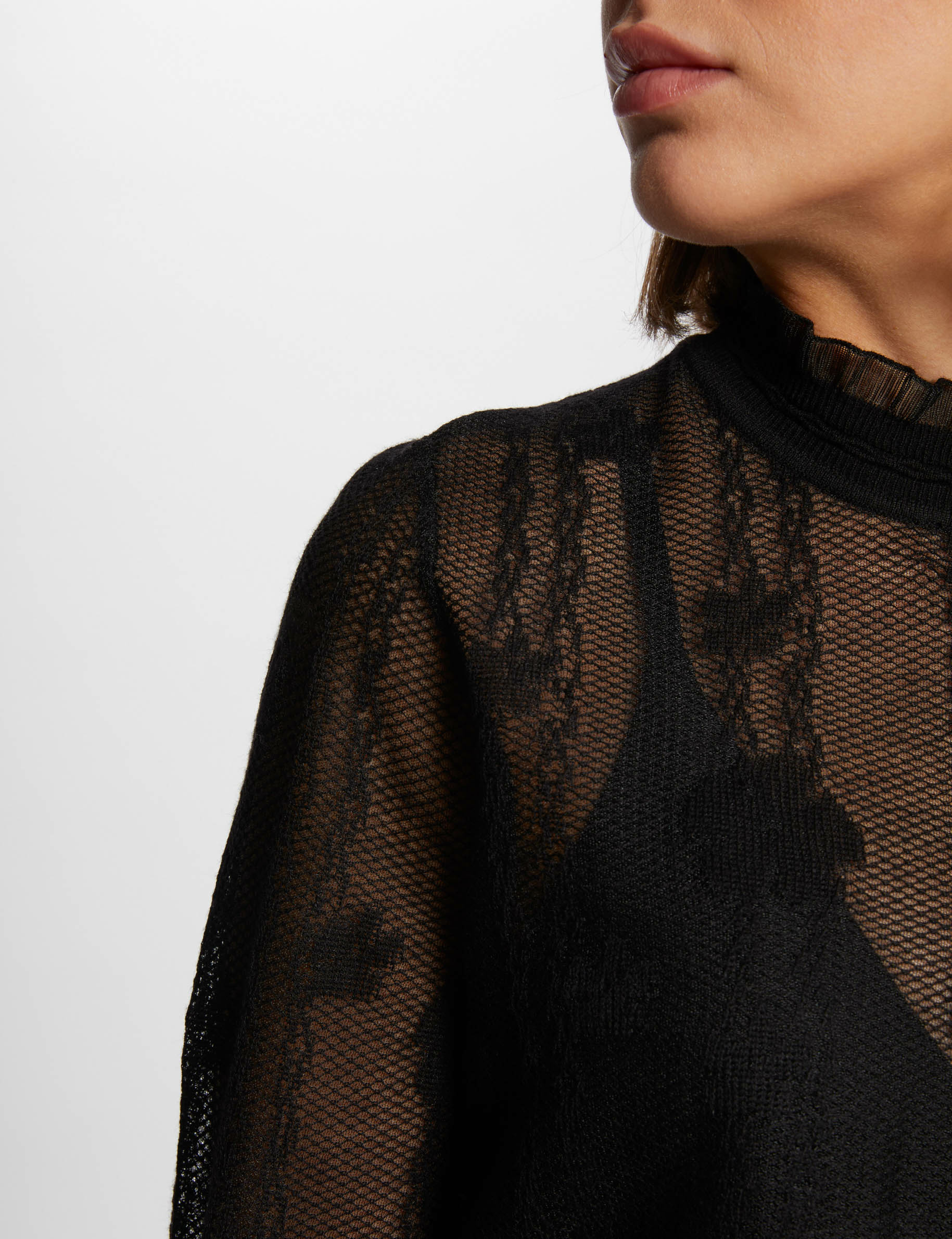 Jumper high collar in lace black women