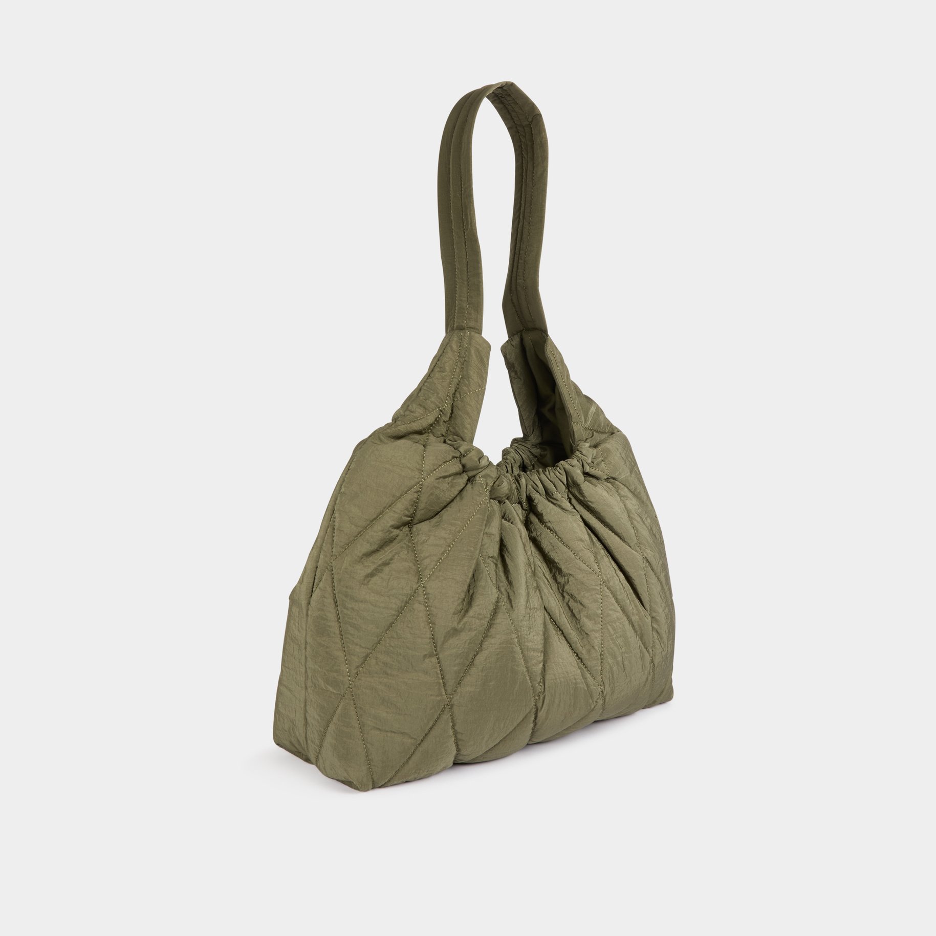 Quilted shoulder bag khaki green women