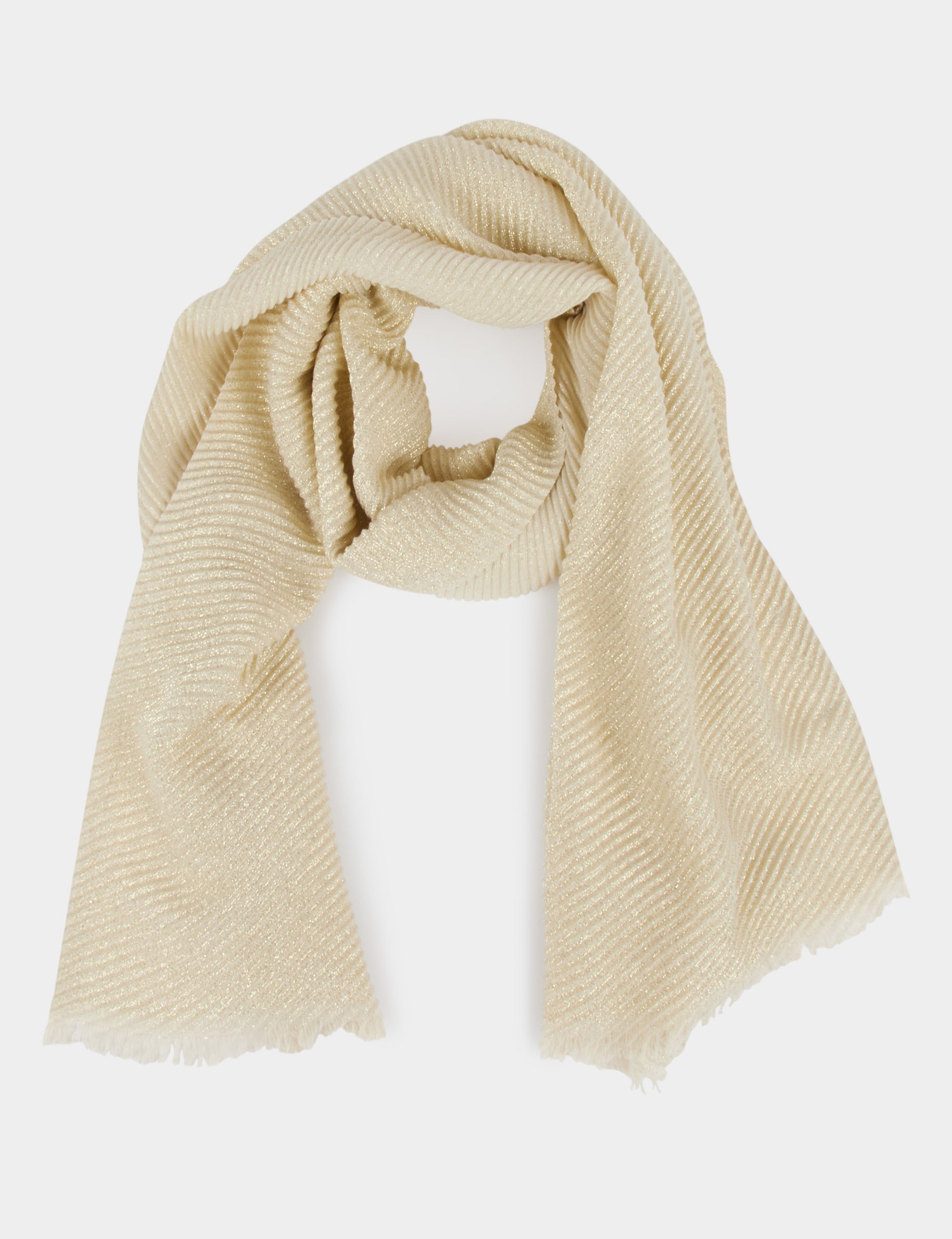 Pleated scarf gold women