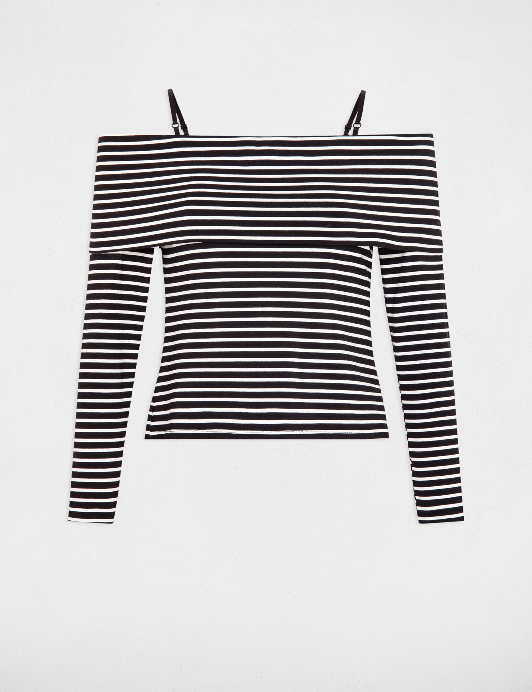 Striped long-sleeved t-shirt ivory women