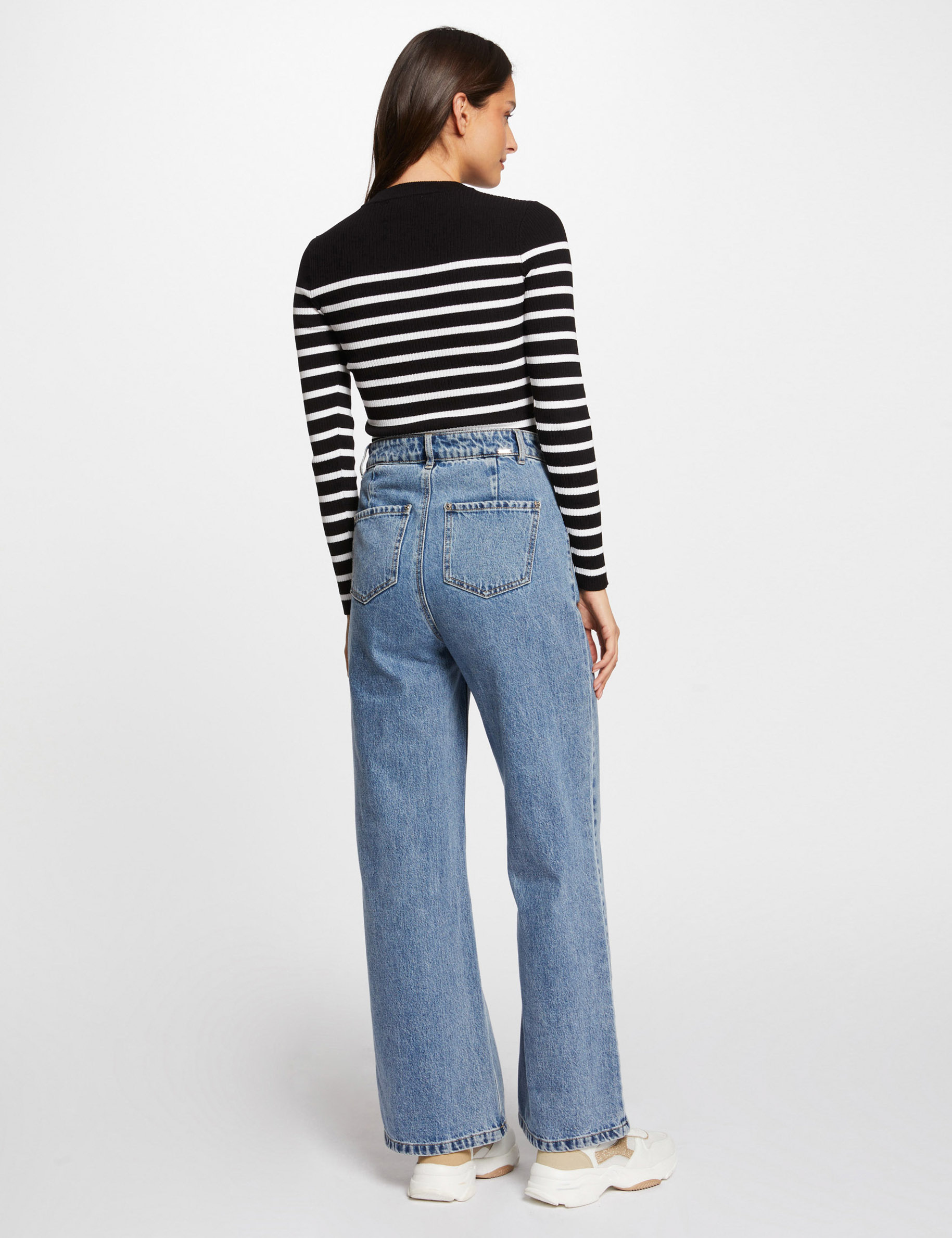 Long-sleeved striped jumper black women