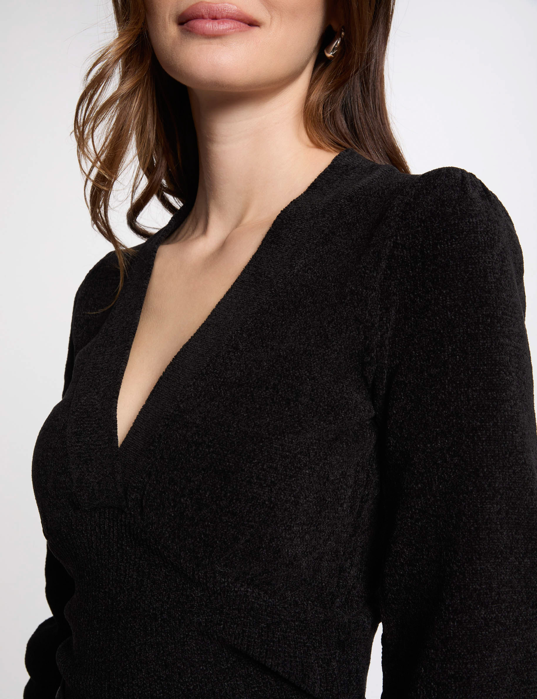 Jumper wrap-over neckline black women