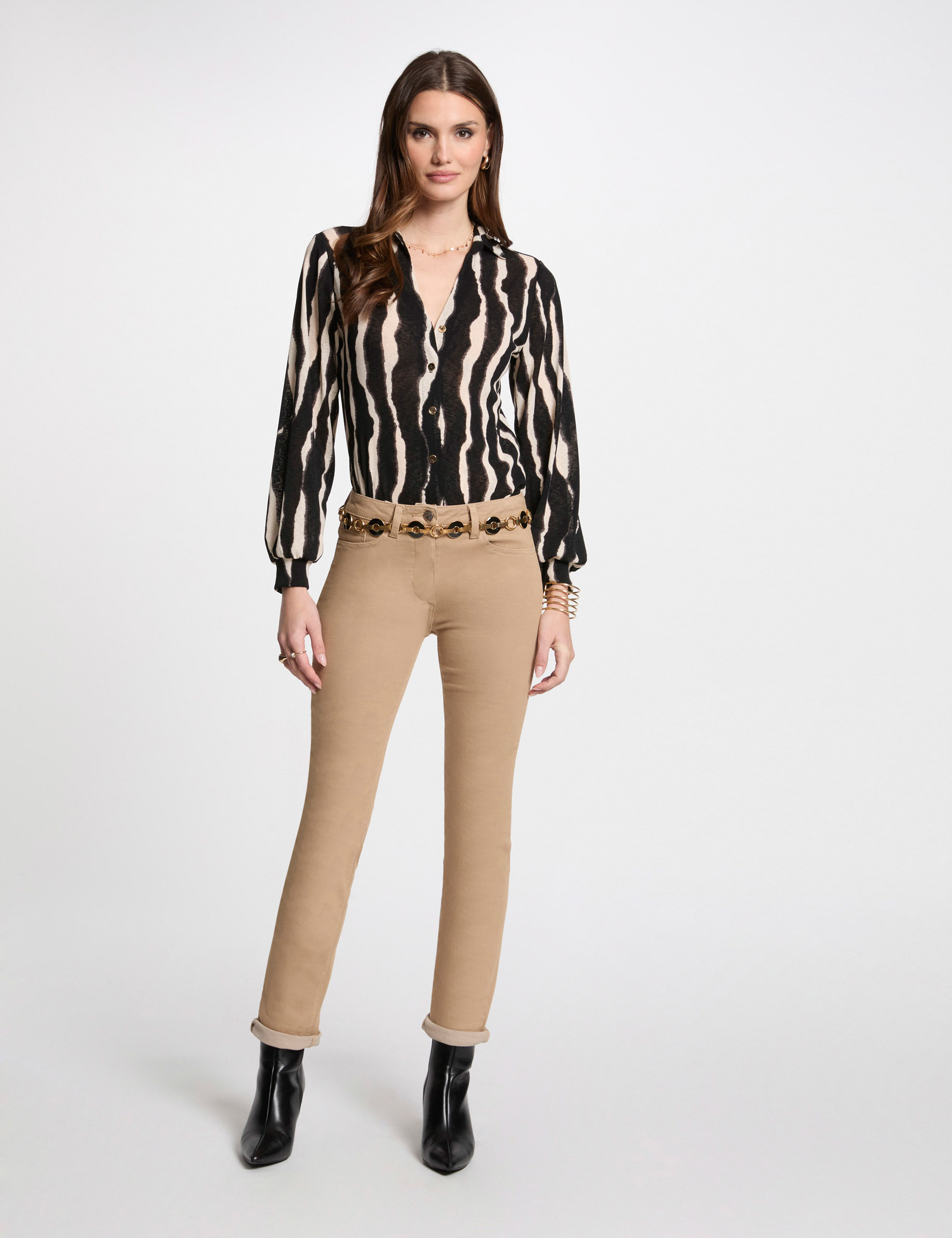 Straight trousers camel women