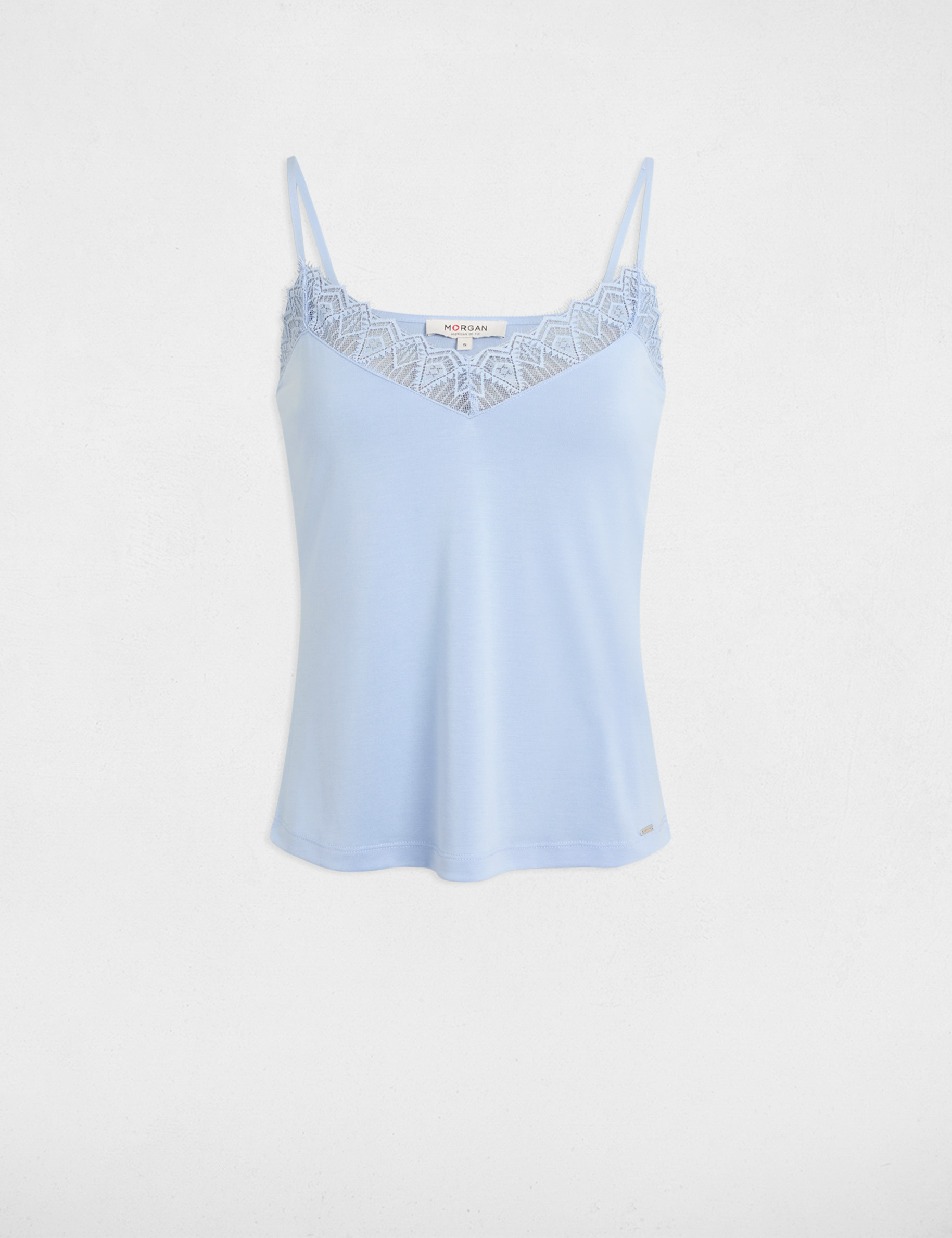 Vest top in lace sky blue women