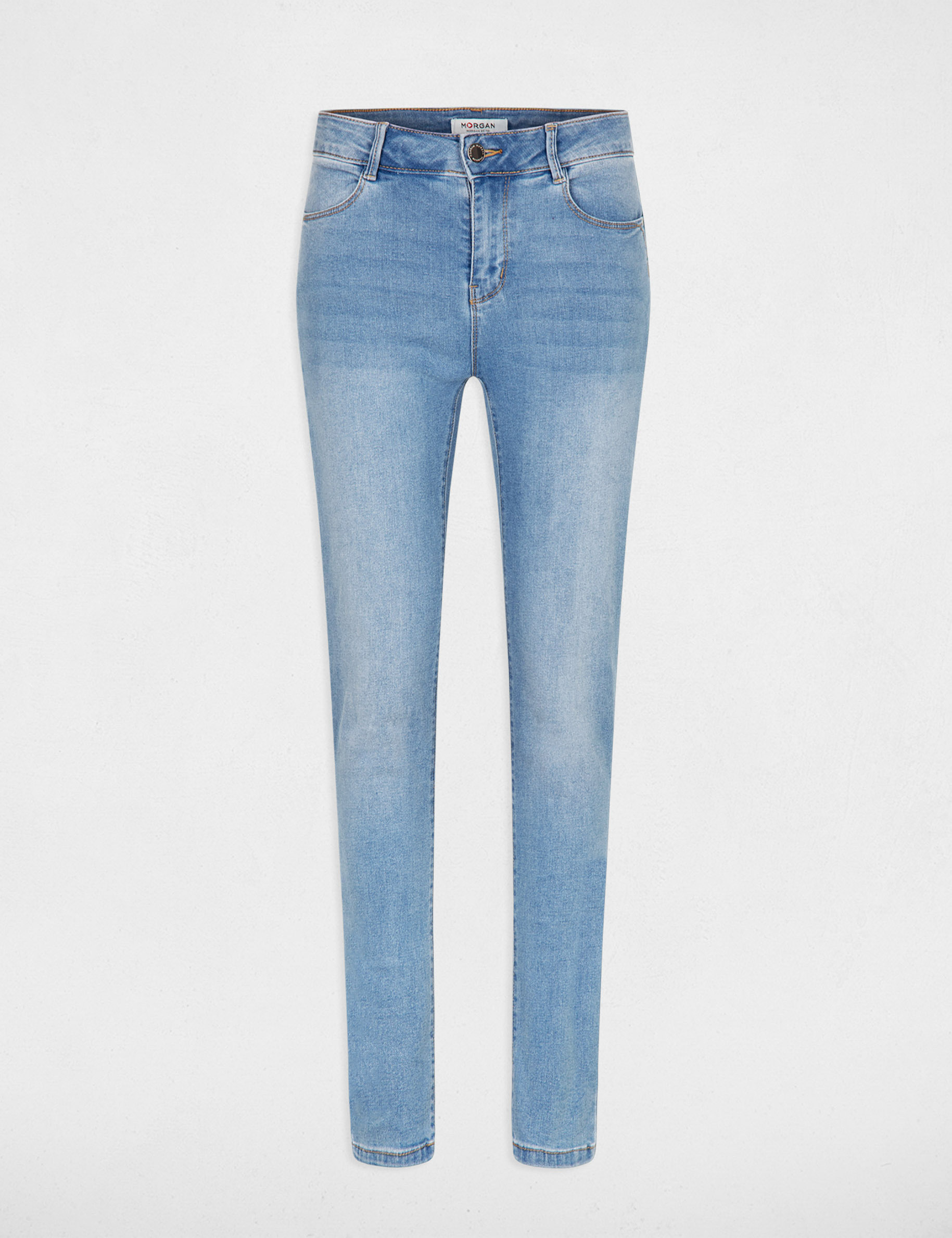 Standard waisted slim jeans bleach denim women