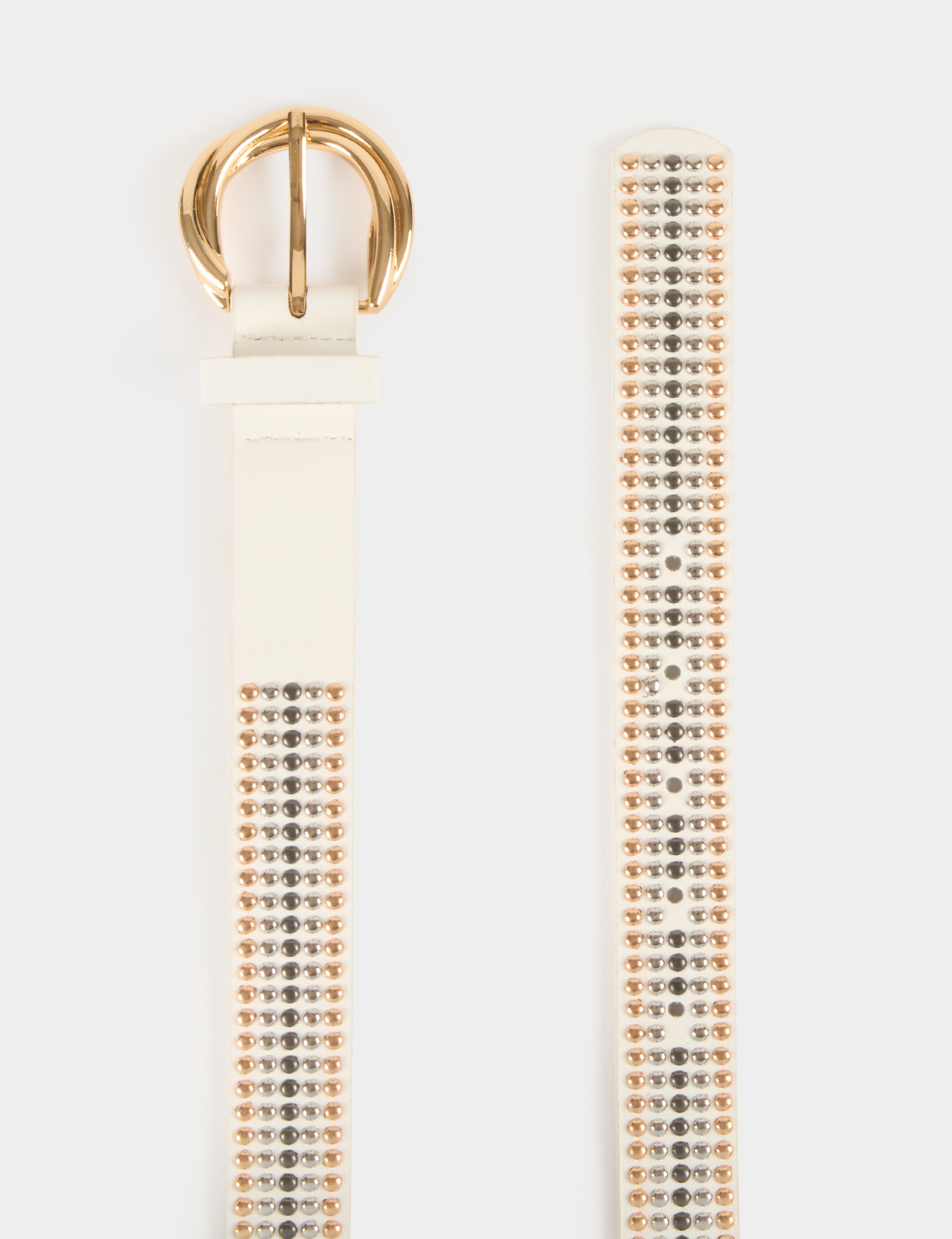 Belt with studs white ladies'