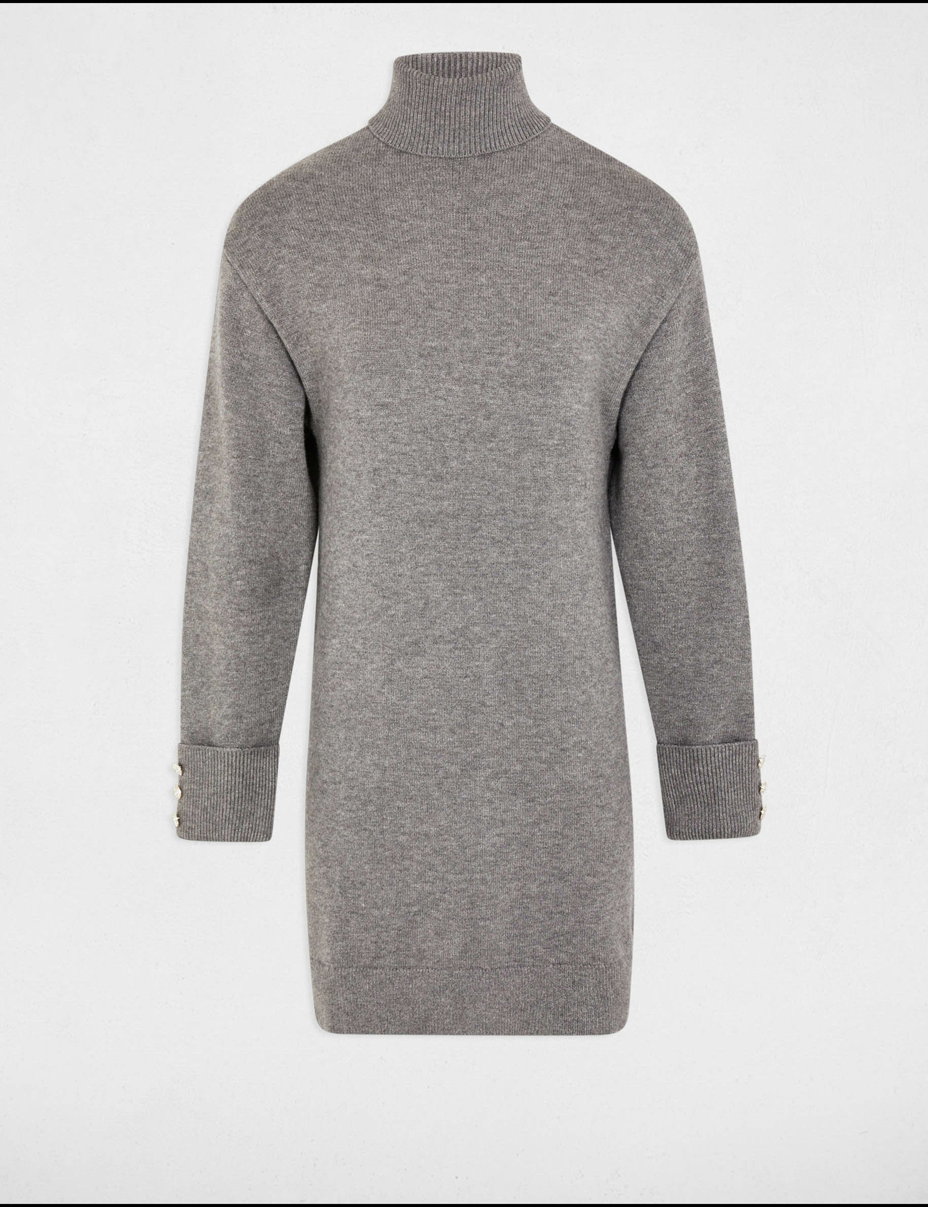 Mini straight knitted dress light grey women