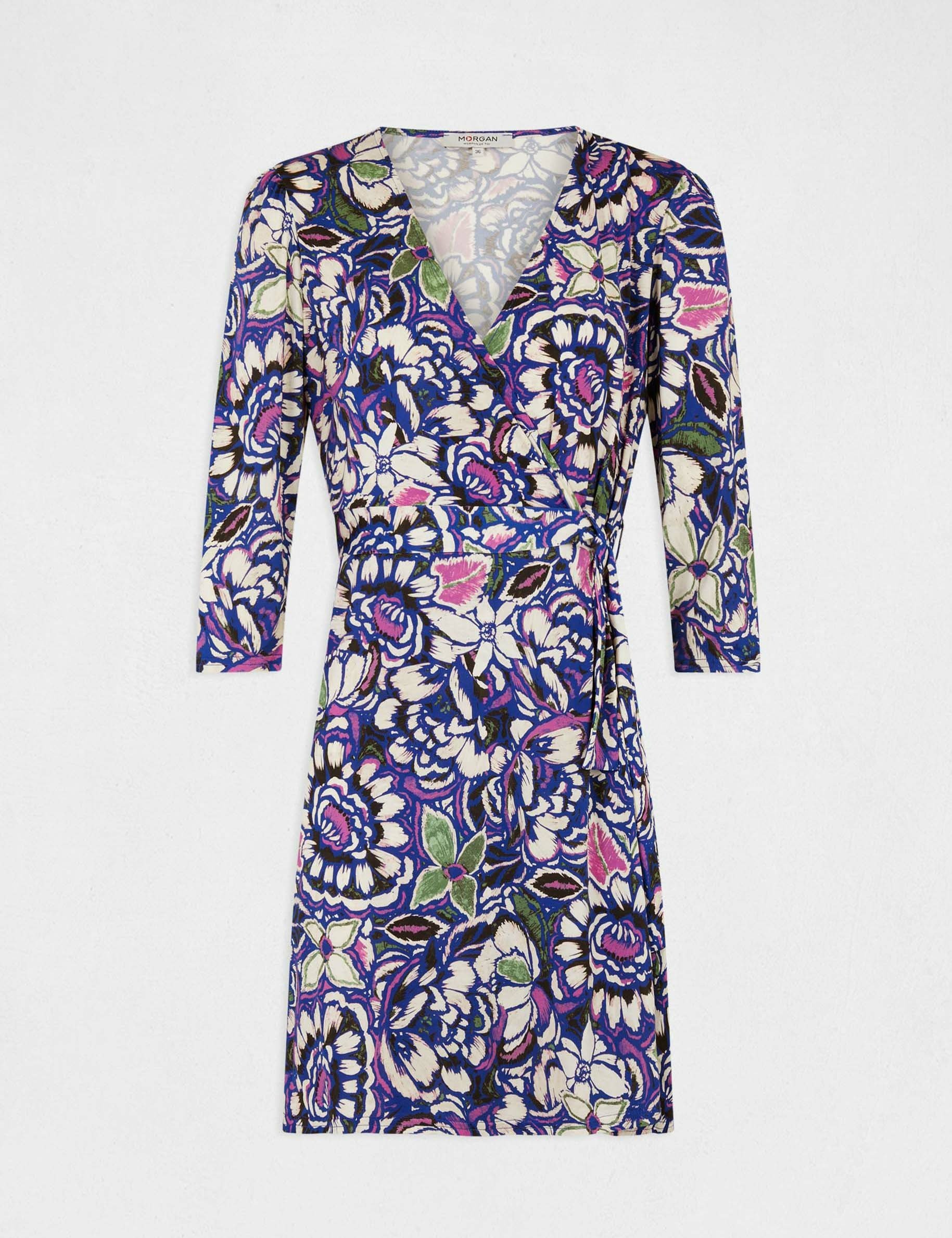 Wrap dress with vegetal print multicolored women