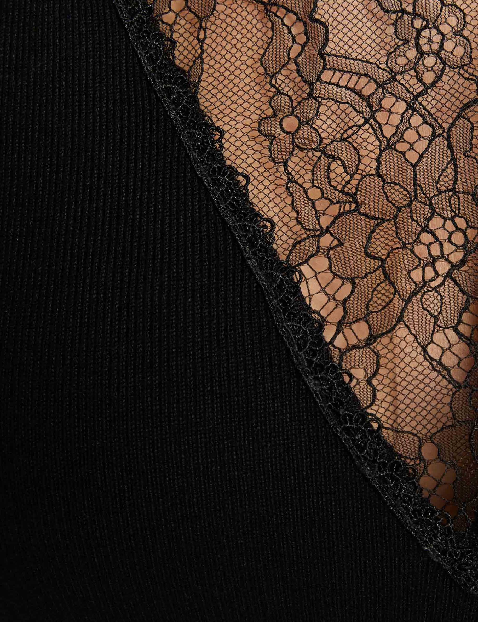 round neck lace sweater black women null