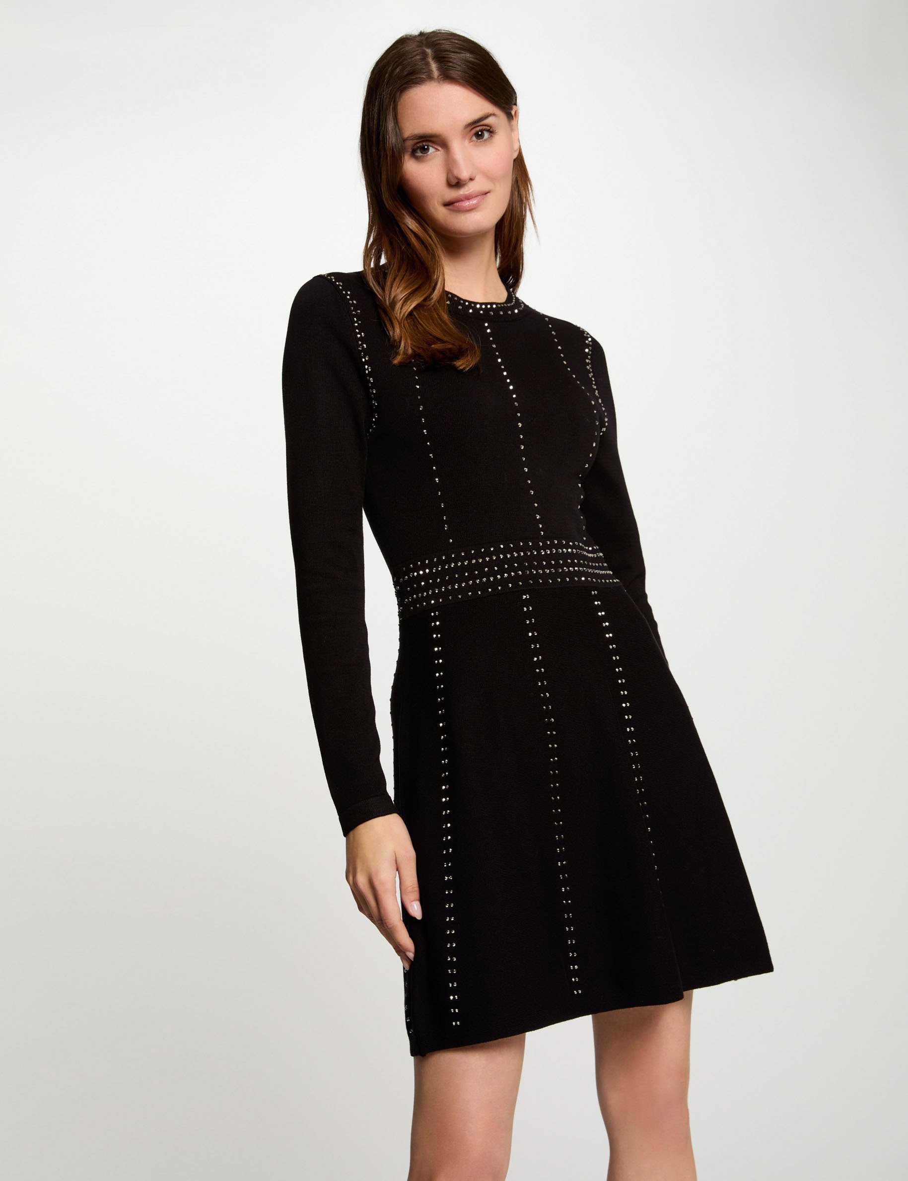 Fitted mini knitted dress black women