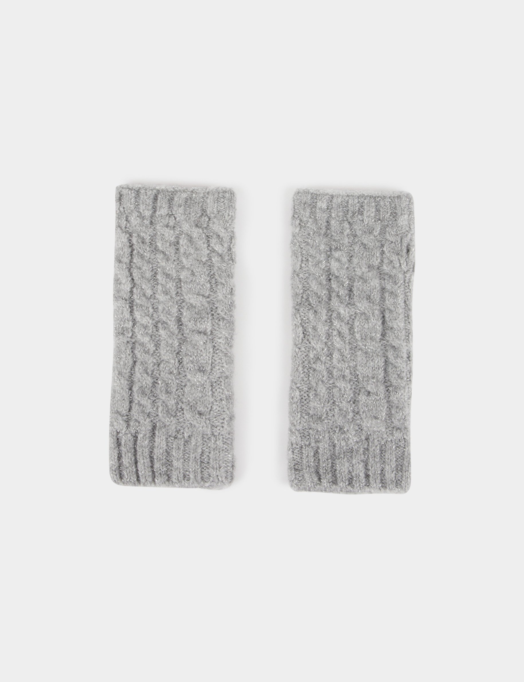 Knitted fingerless gloves anthracite grey women